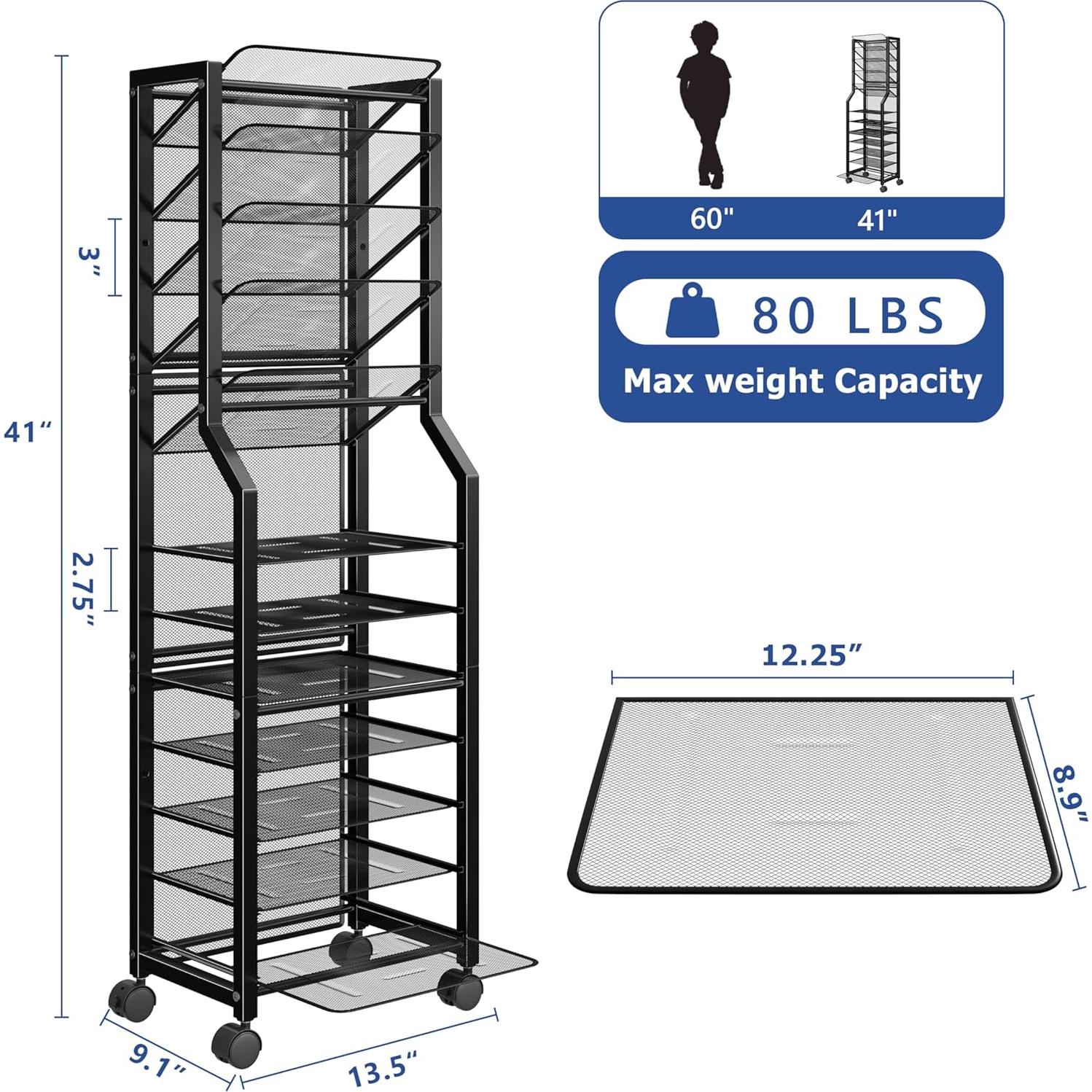 Carro de Archivo Rodante Simple Trending 12 Niveles Negro