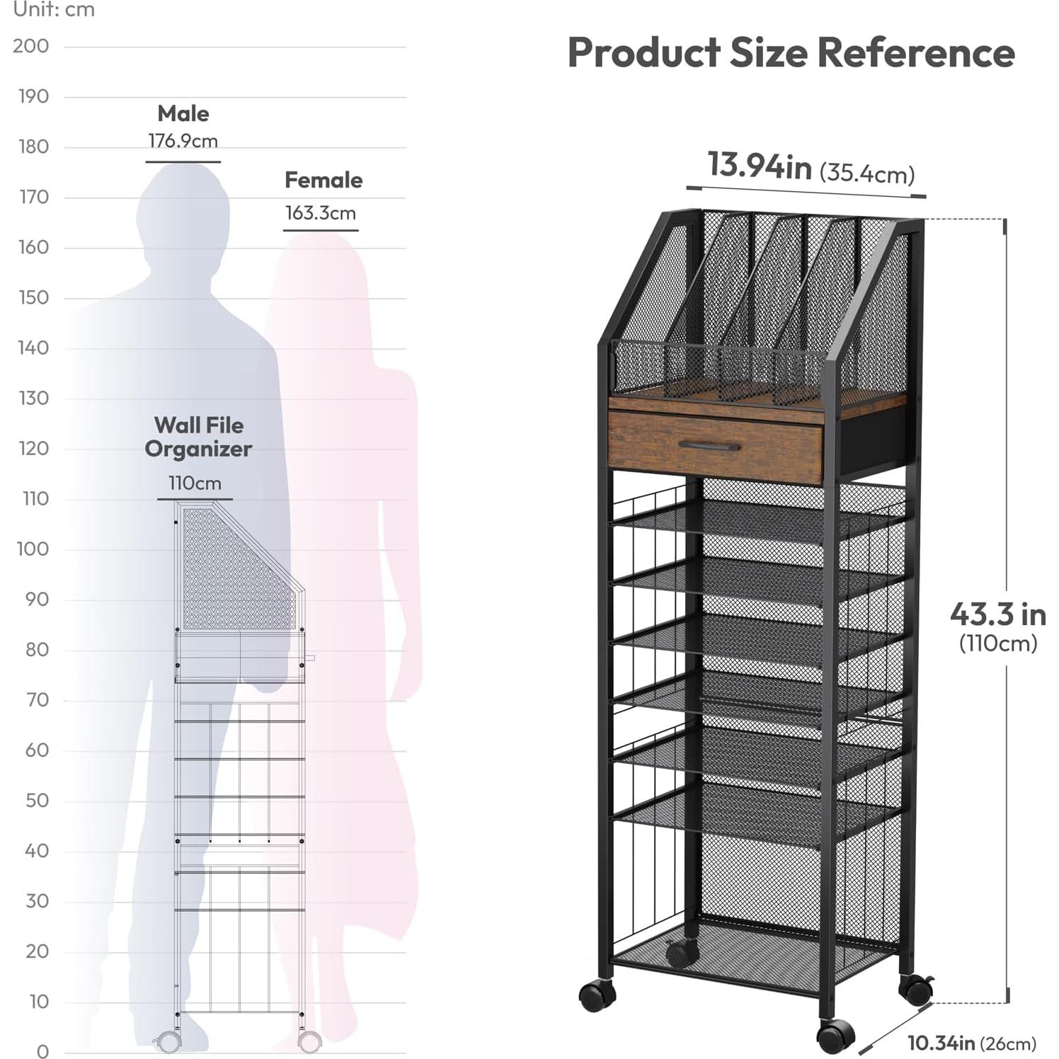 Carro de Archivos Rodante SWTYMIKI 9 Niveles Espresso
