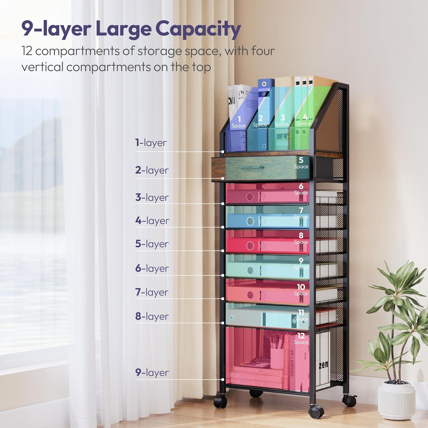 Carro de Archivos Rodante SWTYMIKI 9 Niveles Espresso