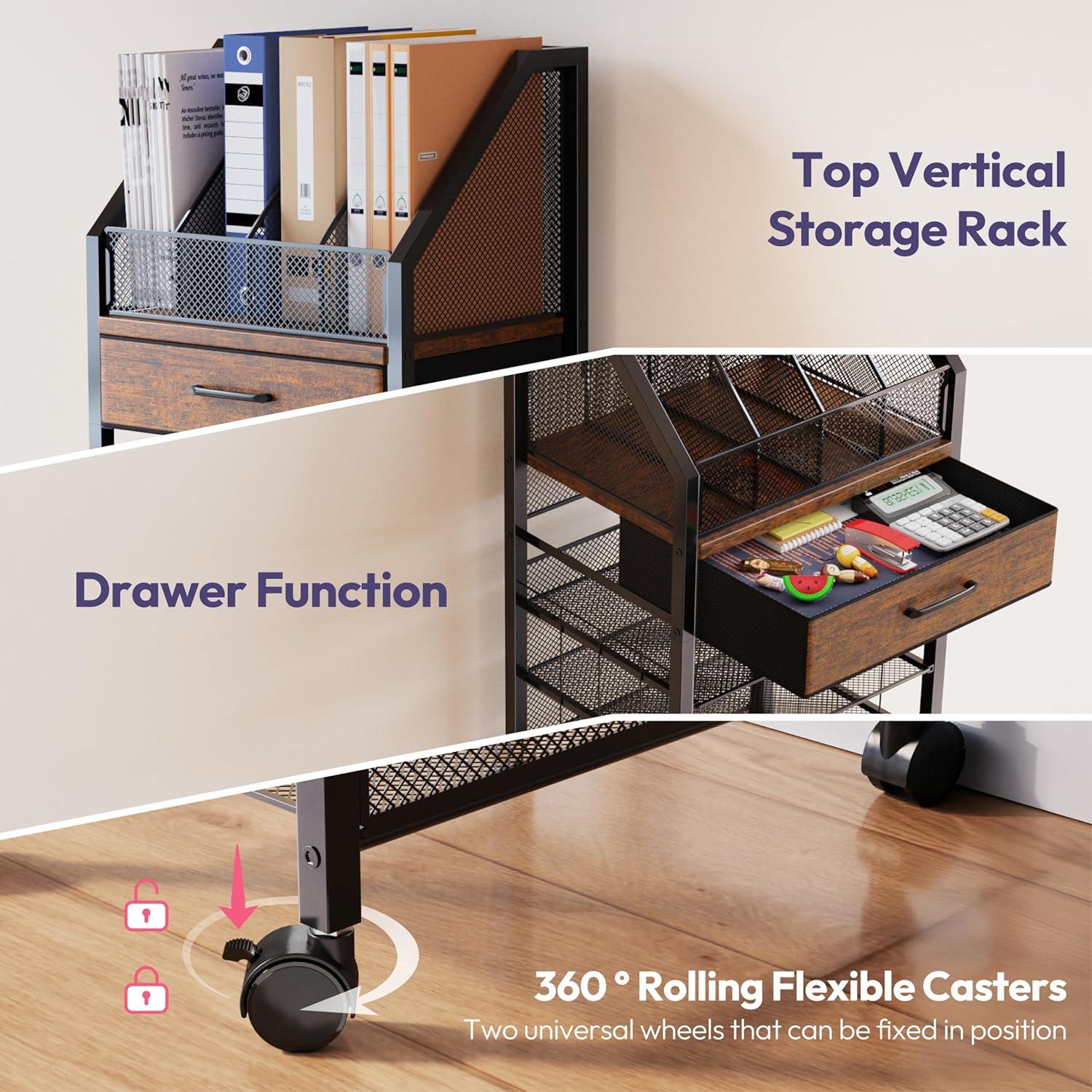 Carro de Archivos Rodante SWTYMIKI 9 Niveles Espresso