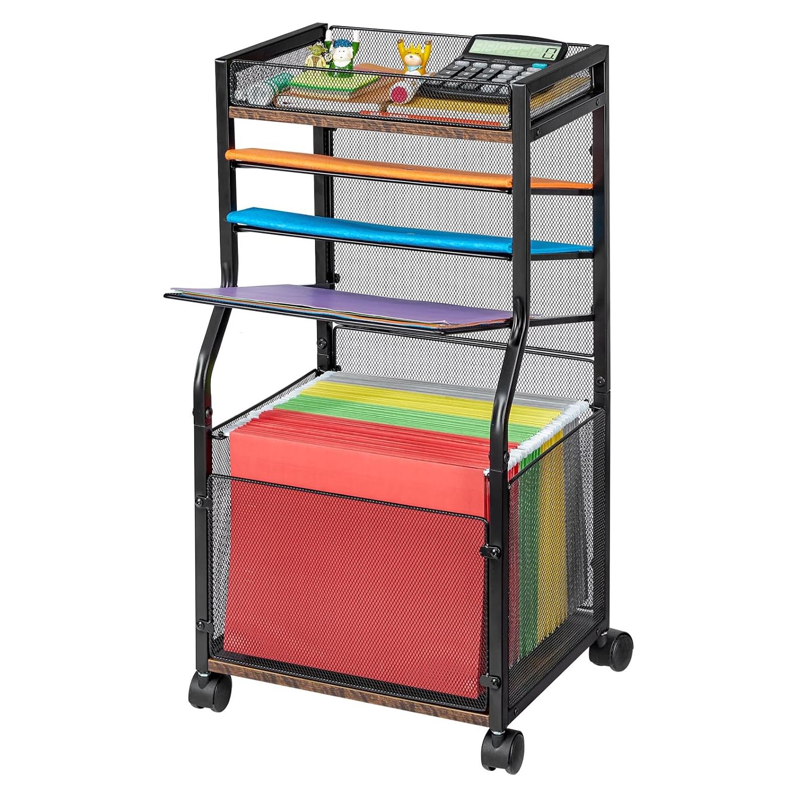 Carro de archivo rodante 3IngSeagulls 5 niveles marrón