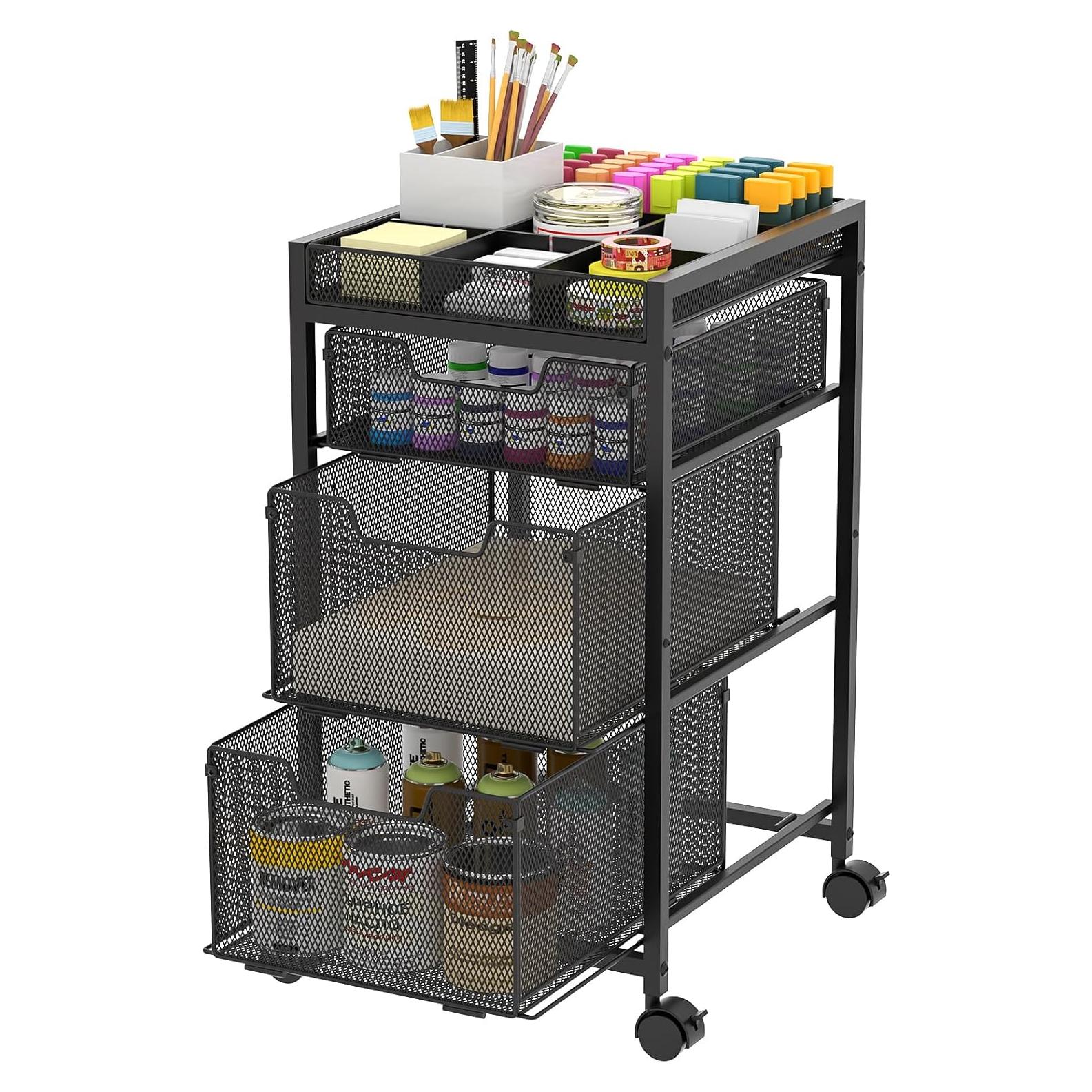 Carro de Utilidad Rodante Hayexiha 3 Cajones Negro