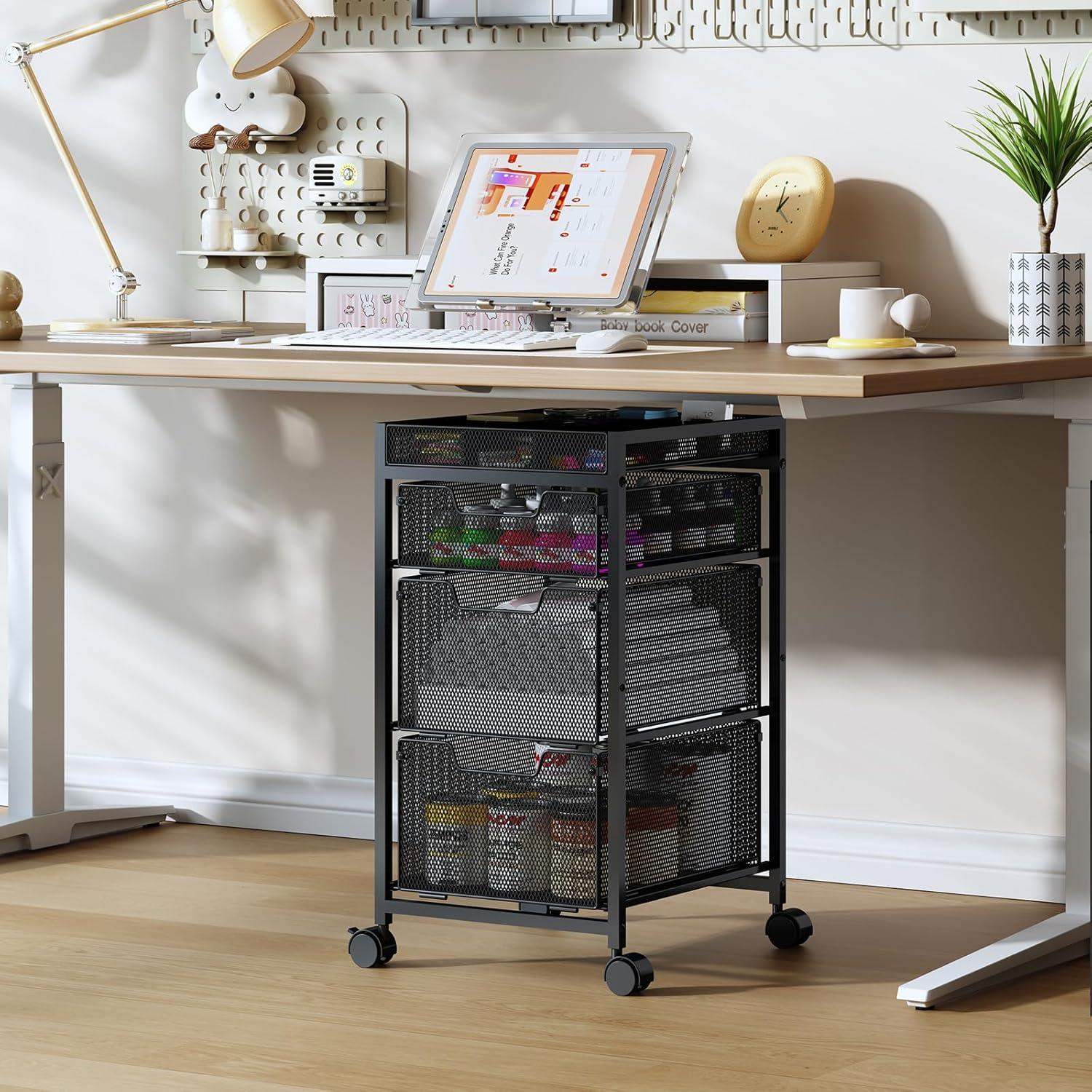 Carro de Utilidad Rodante Hayexiha 3 Cajones Negro