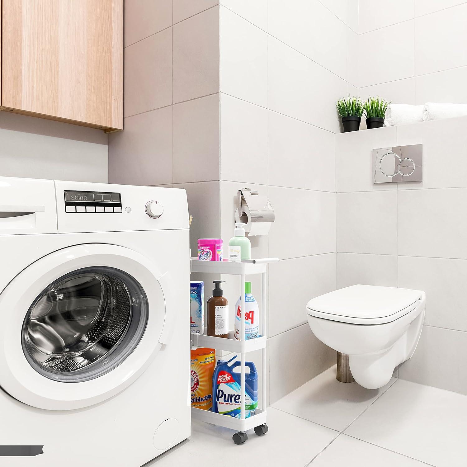 Carro de Cocina Estrecho Simple Houseware 3 Niveles Blanco