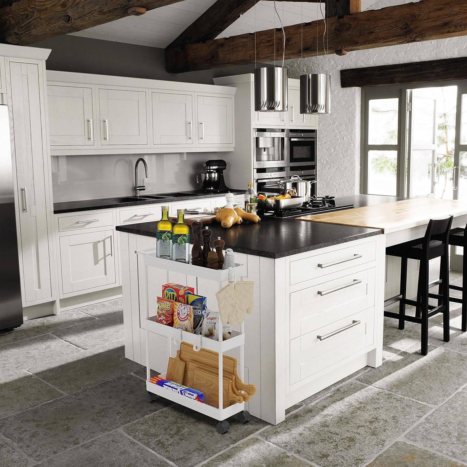 Carro de Cocina Estrecho Simple Houseware 3 Niveles Blanco