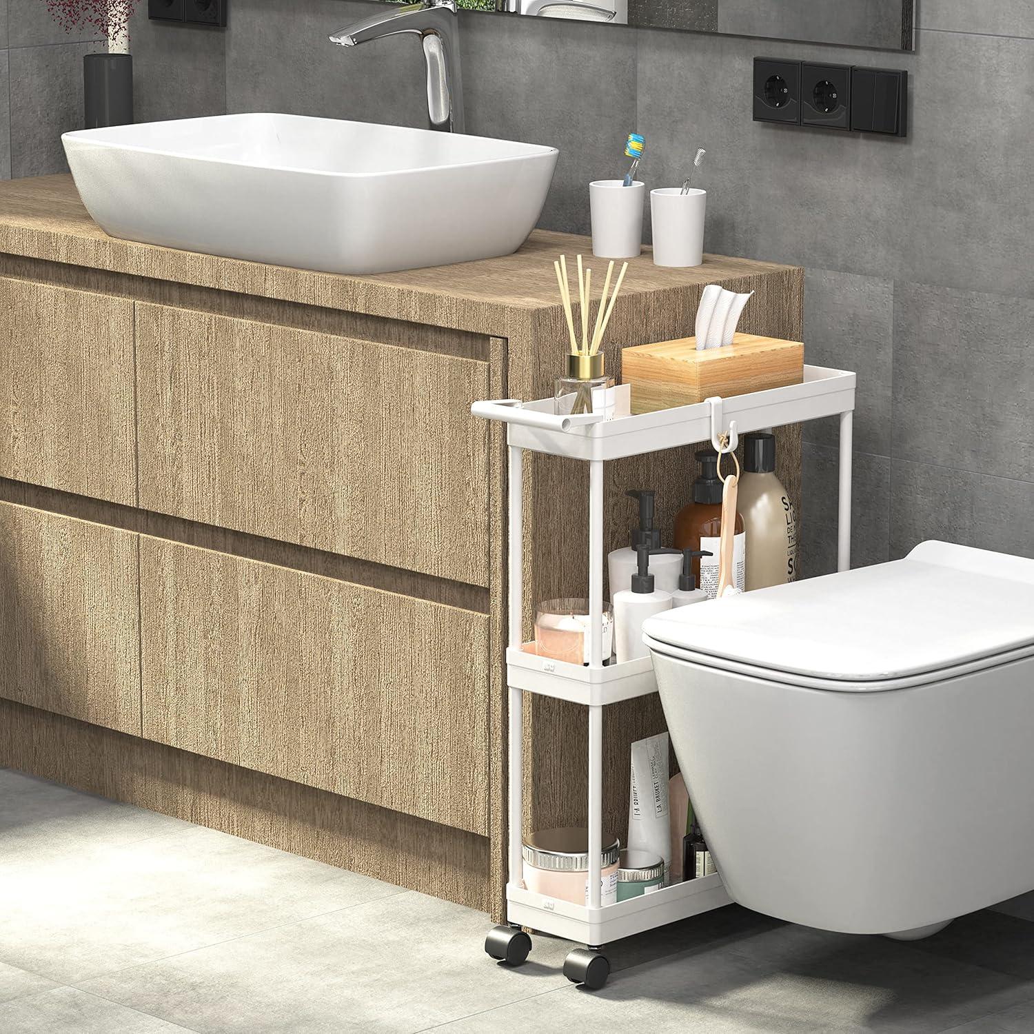 Carro de Cocina Estrecho Simple Houseware 3 Niveles Blanco