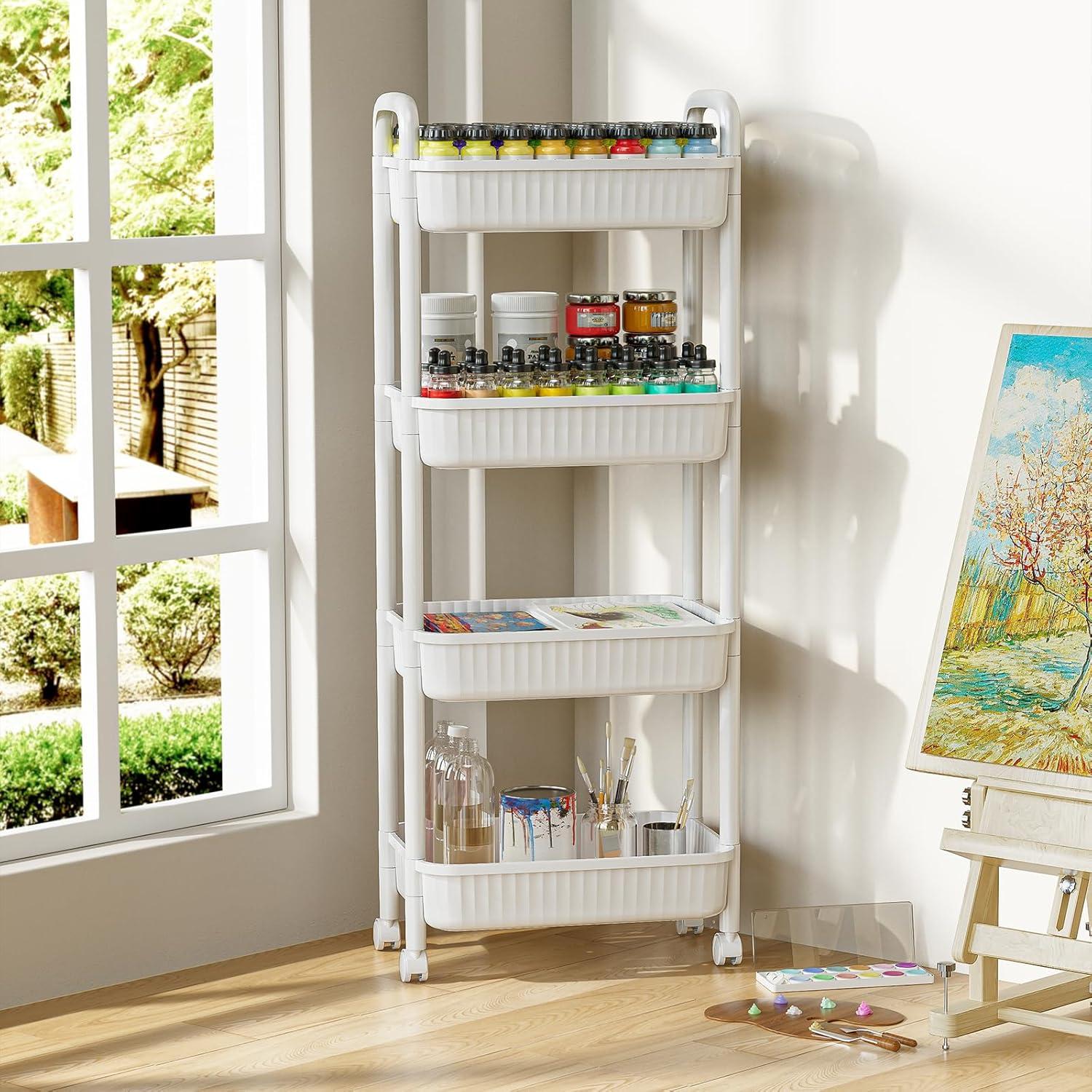 Carro Rodante JOYZAN 4 Niveles Blanco Almacenamiento