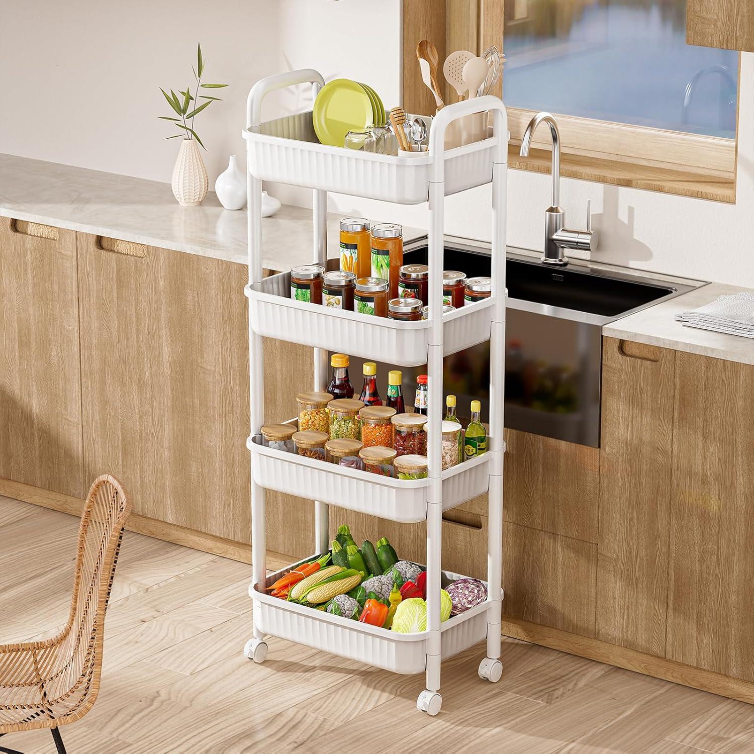 Carro Rodante JOYZAN 4 Niveles Blanco Almacenamiento