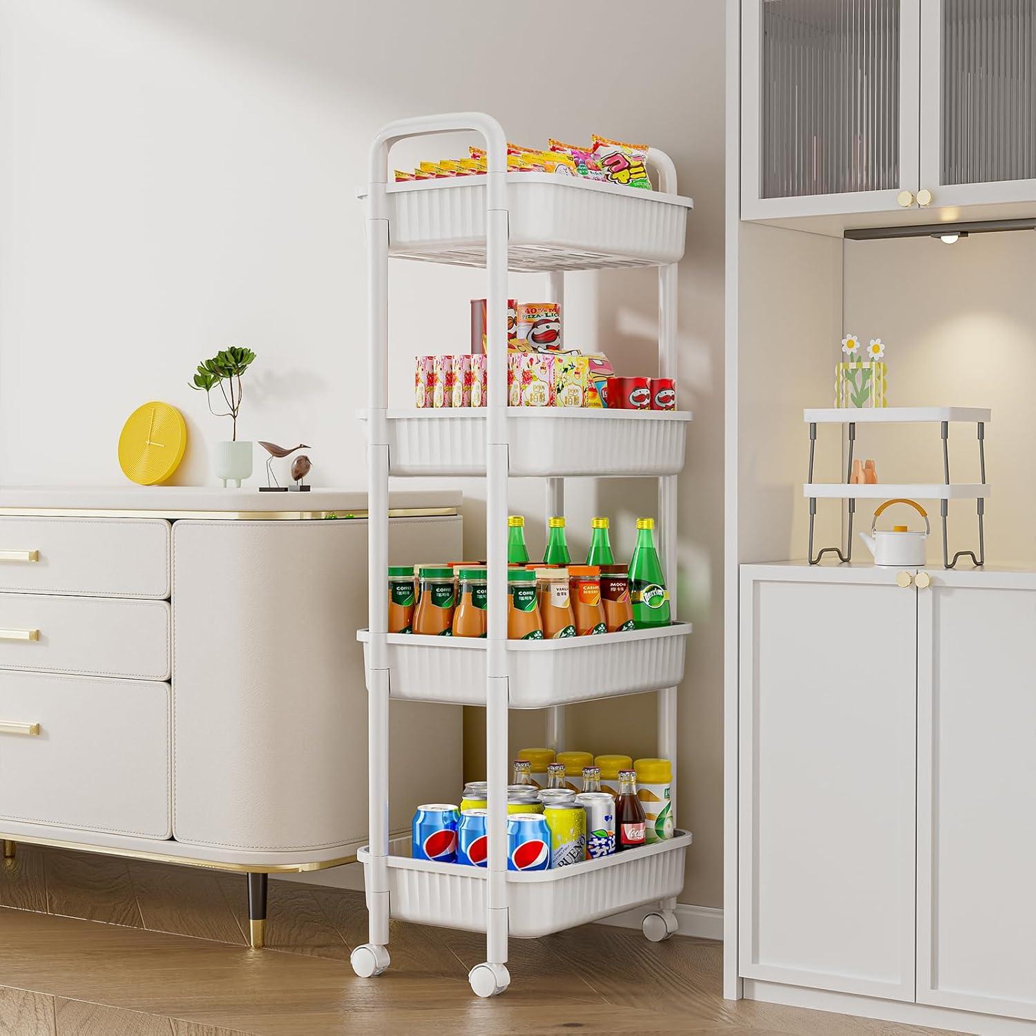 Carro Rodante JOYZAN 4 Niveles Blanco Almacenamiento