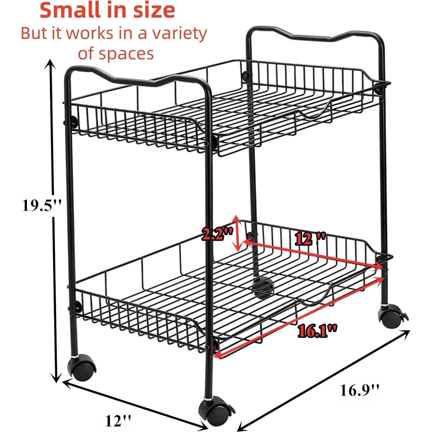 Carro de Utilidad Rodante Cididu 2 Niveles Negro 42.9x30.5x49.5 cm