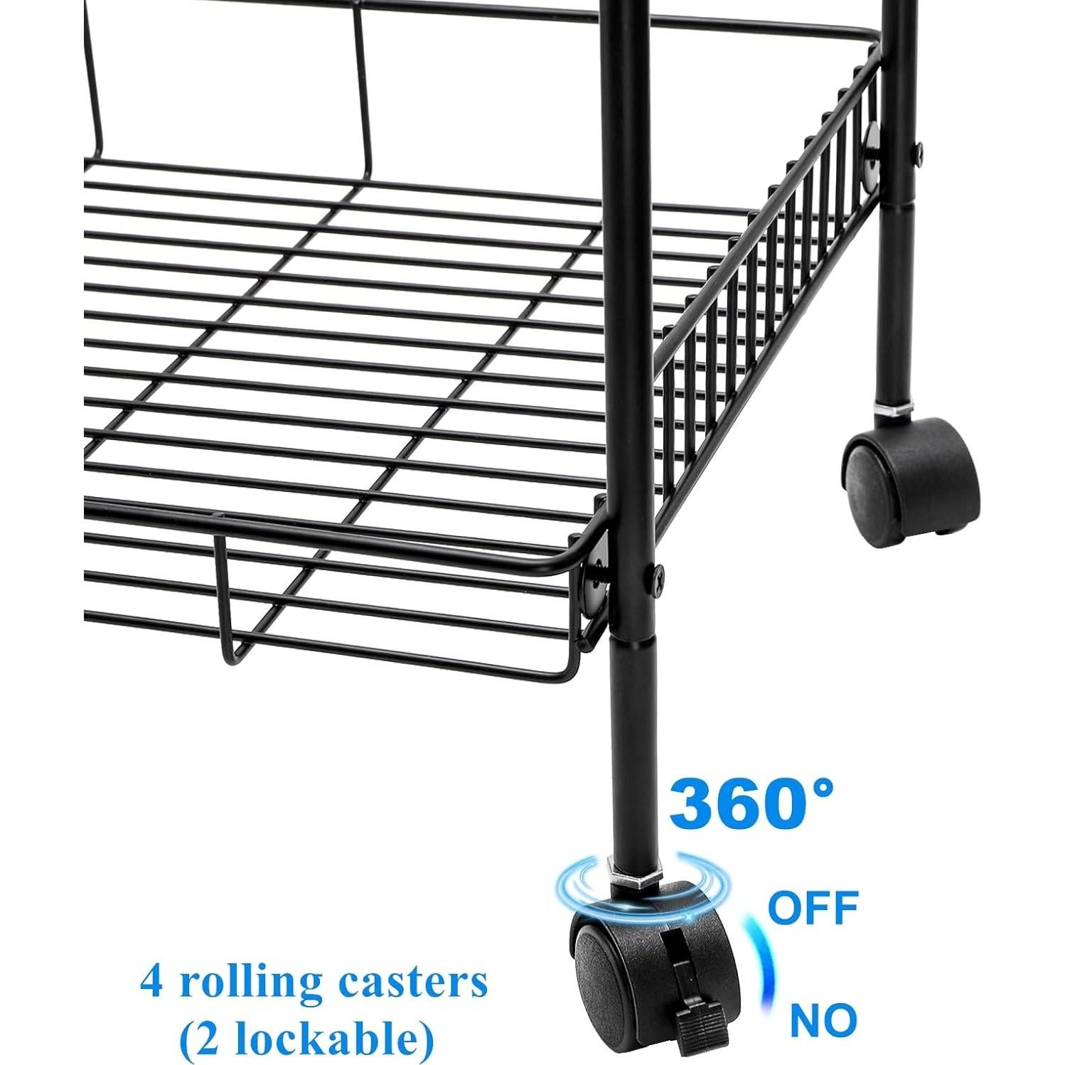 Carro de Utilidad Rodante Cididu 2 Niveles Negro 42.9x30.5x49.5 cm