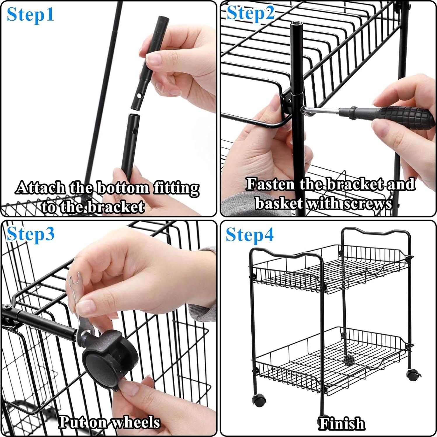 Carro de Utilidad Rodante Cididu 2 Niveles Negro 42.9x30.5x49.5 cm