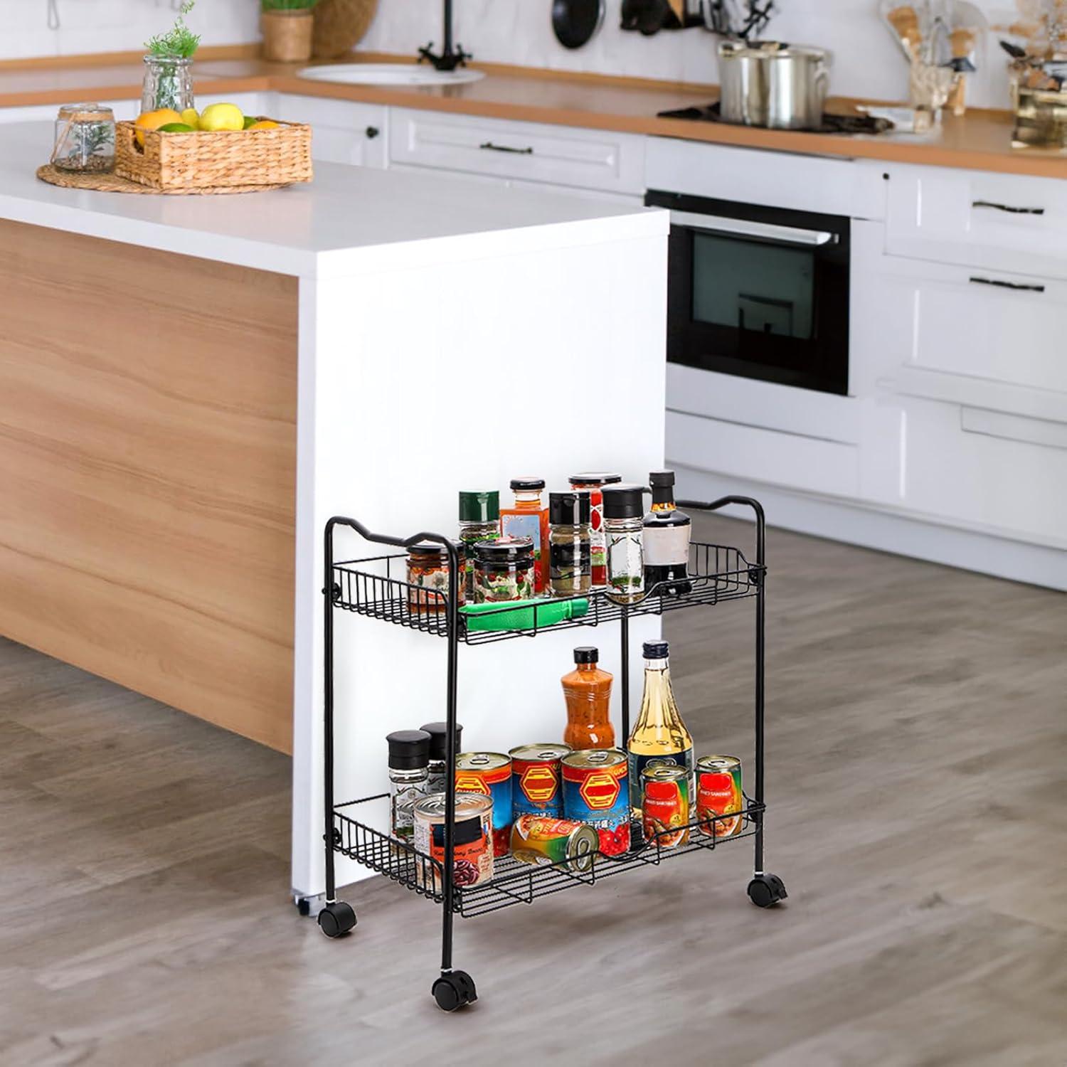 Carro de Utilidad Rodante Cididu 2 Niveles Negro 42.9x30.5x49.5 cm