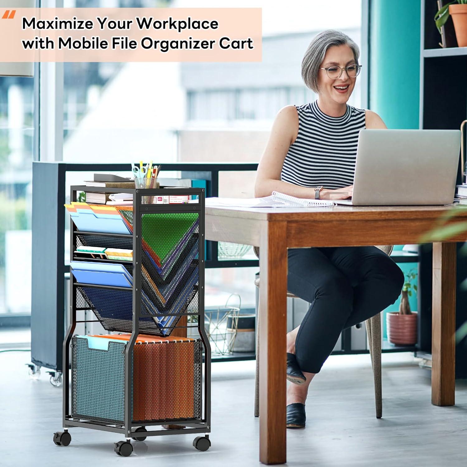 Carro de archivo rodante DAOUTIME 8 niveles con ruedas