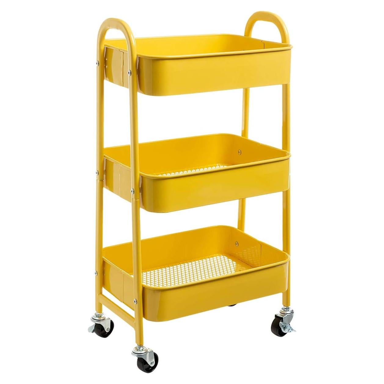 Carro de Maquillaje AGTEK Amarillo 3 Niveles Metal 69.85 cm