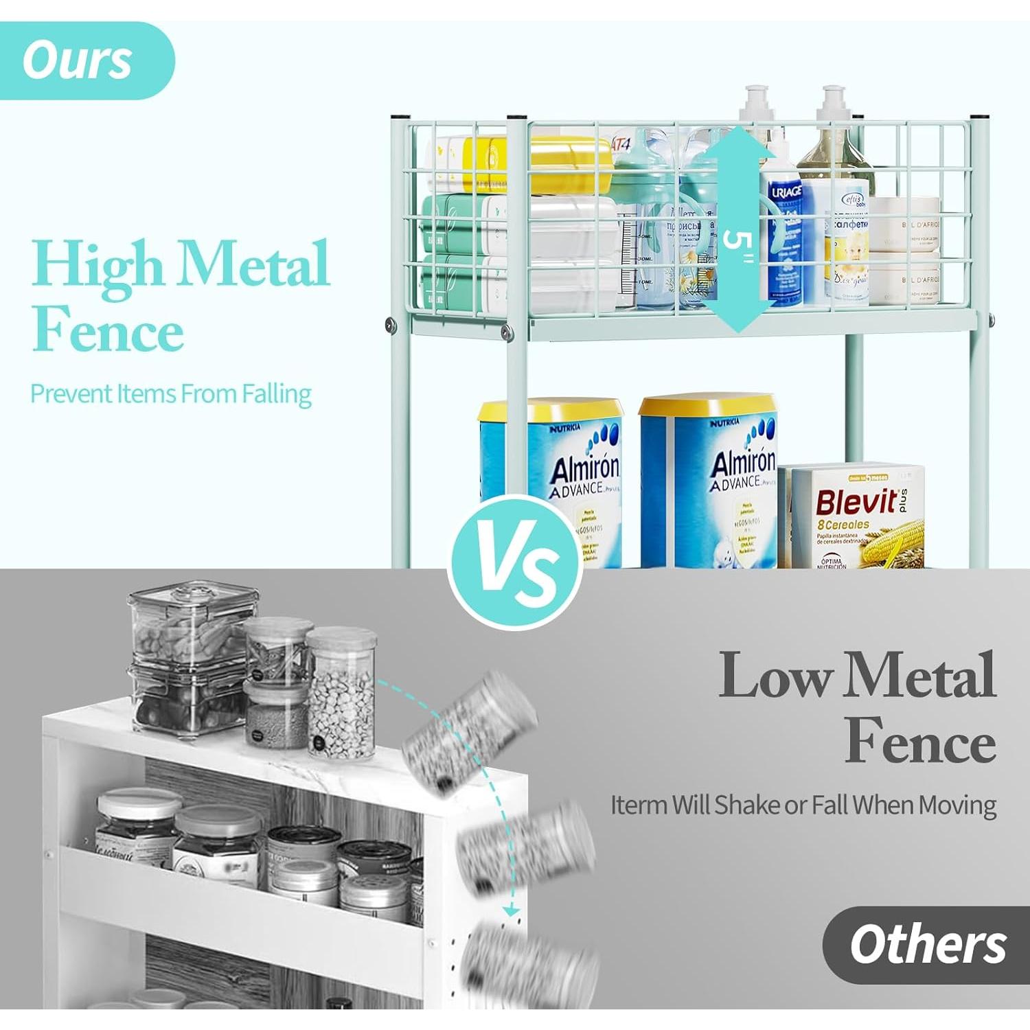 Carro Rodante de Almacenamiento 3 Niveles KINGRACK Verde Menta