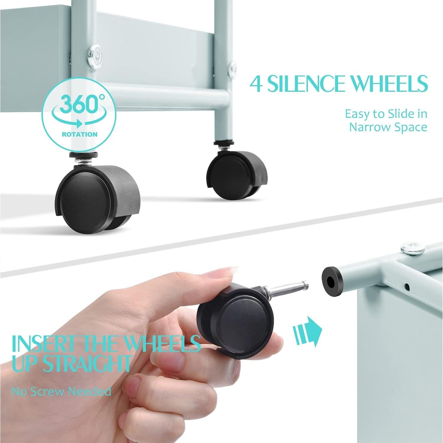 Carro Rodante de Almacenamiento 3 Niveles KINGRACK Verde Menta