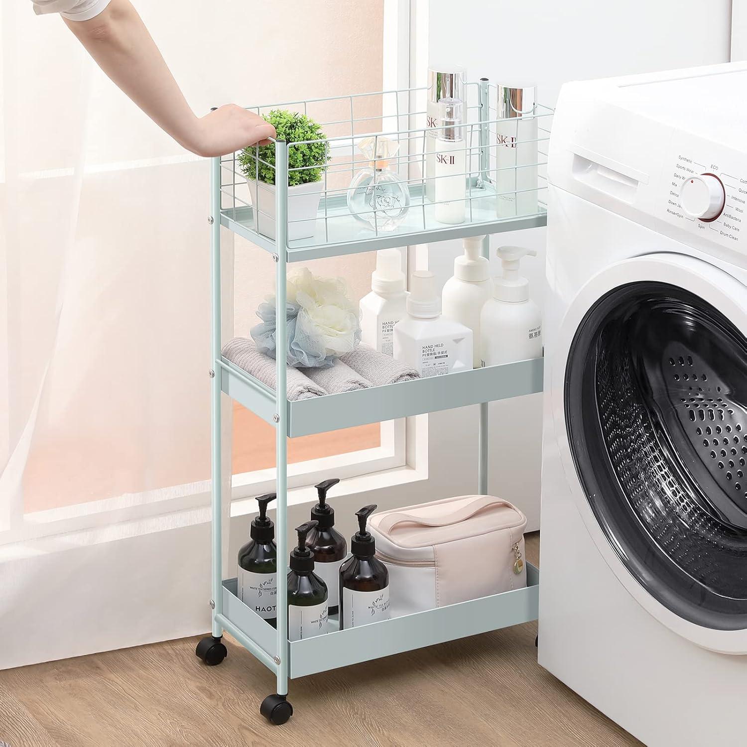 Carro Rodante de Almacenamiento 3 Niveles KINGRACK Verde Menta