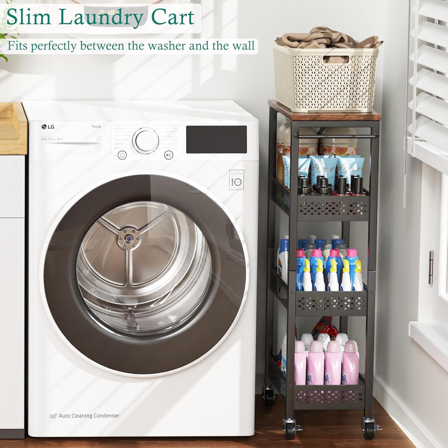 Carrito de Almacenamiento Estrecho XYZLVSI 4 Niveles Negro