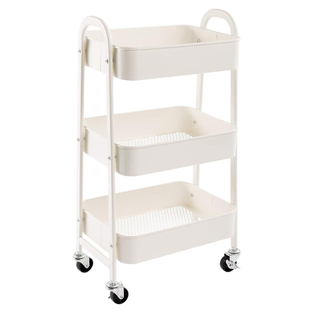 Carro de Maquillaje AGTEK Blanco 3 Niveles Metal 69.85 cm