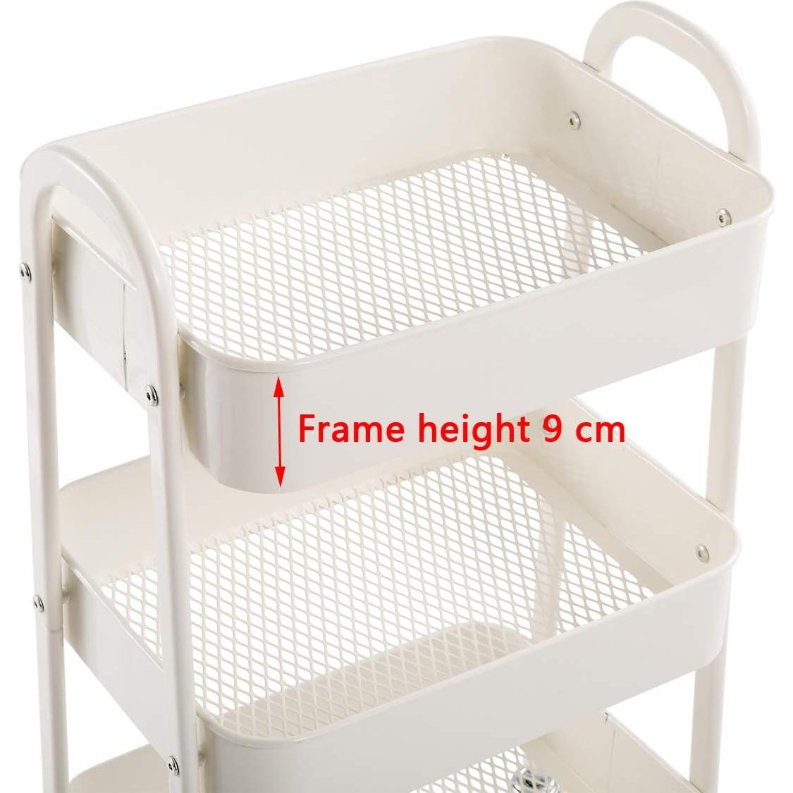 Carro de Maquillaje AGTEK Blanco 3 Niveles Metal 69.85 cm