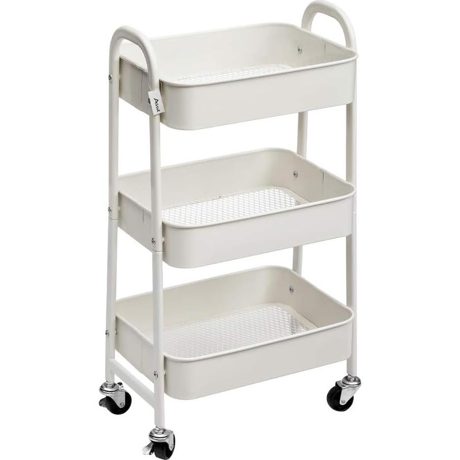 Carro de Maquillaje AGTEK Blanco 3 Niveles Metal 69.85 cm