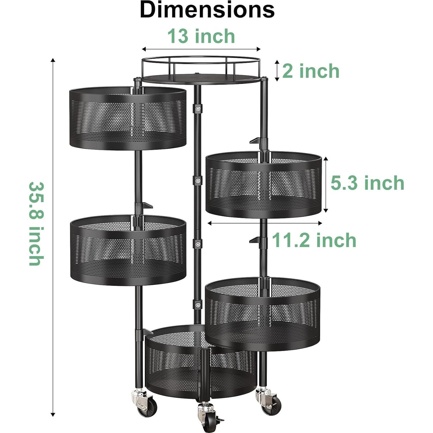 Cesta de Frutas y Verduras SAYZH 5 Niveles Negro