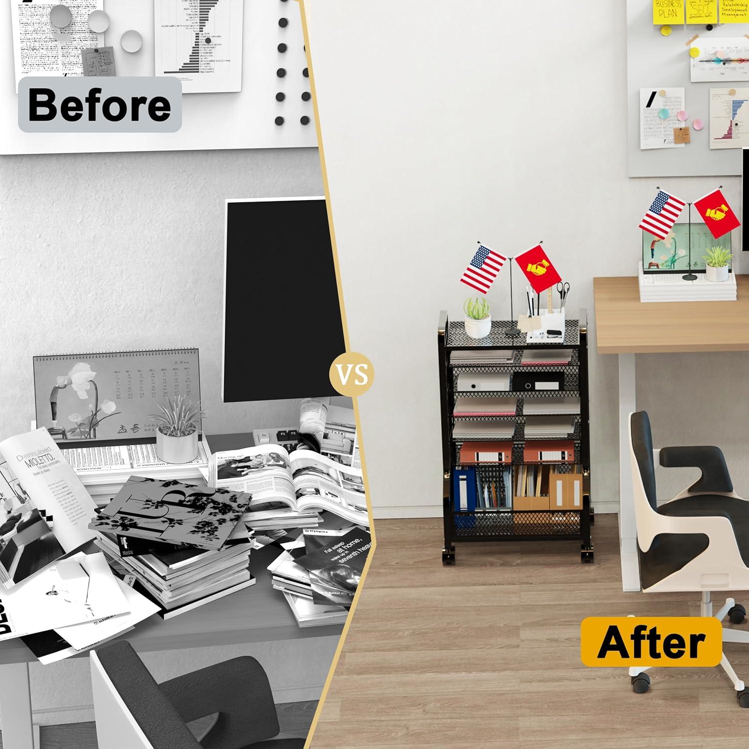 Carrito Organizador de Archivos Cankm 7 Niveles Negro