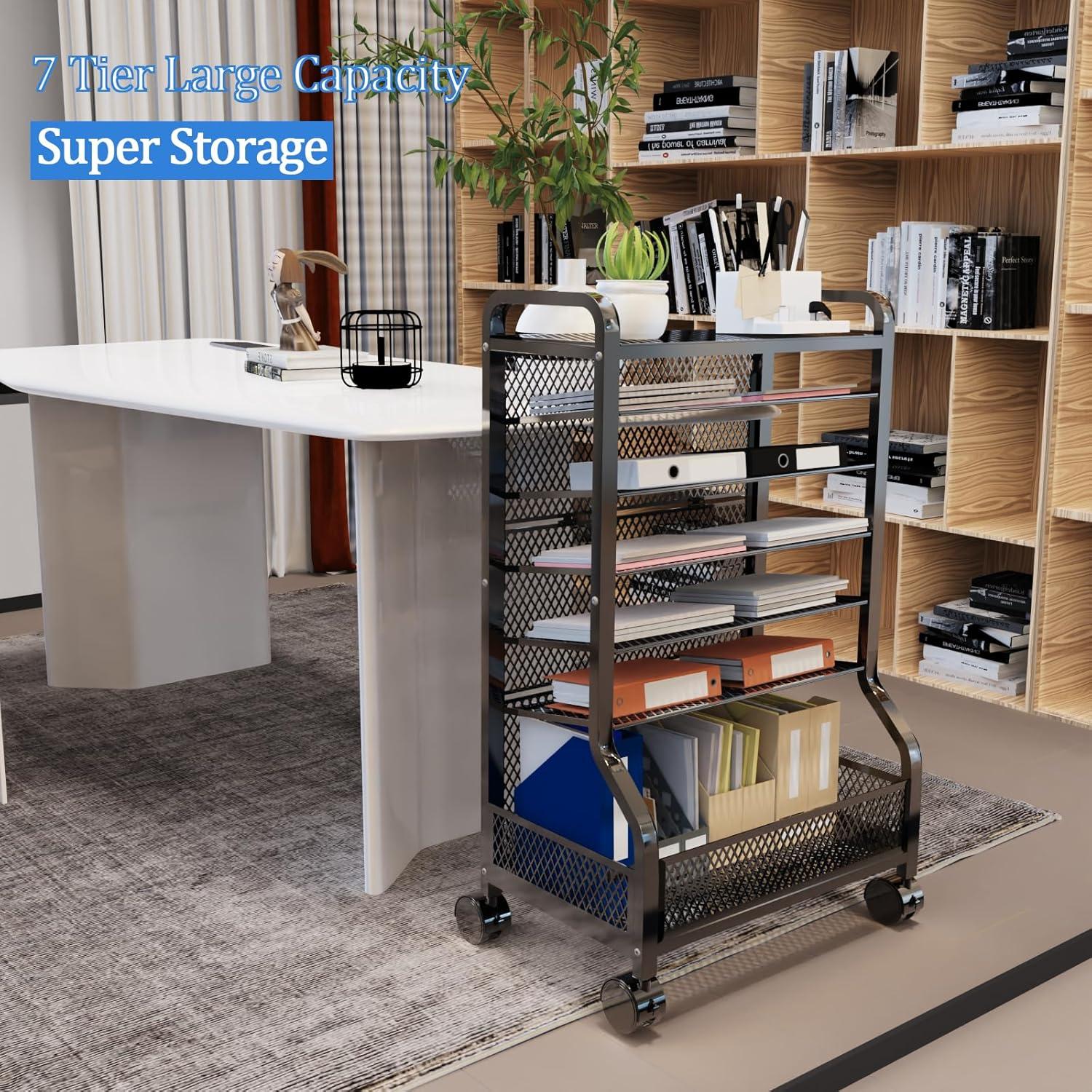 Carrito Organizador de Archivos Cankm 7 Niveles Negro