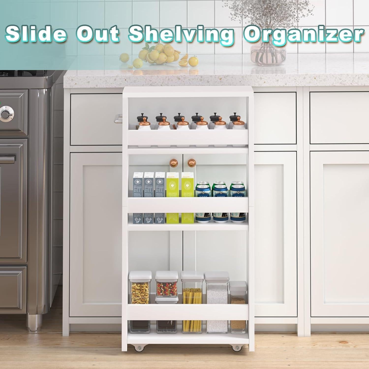 Carro de Almacenamiento Slim MARTY Blanco 4 Niveles 80 cm