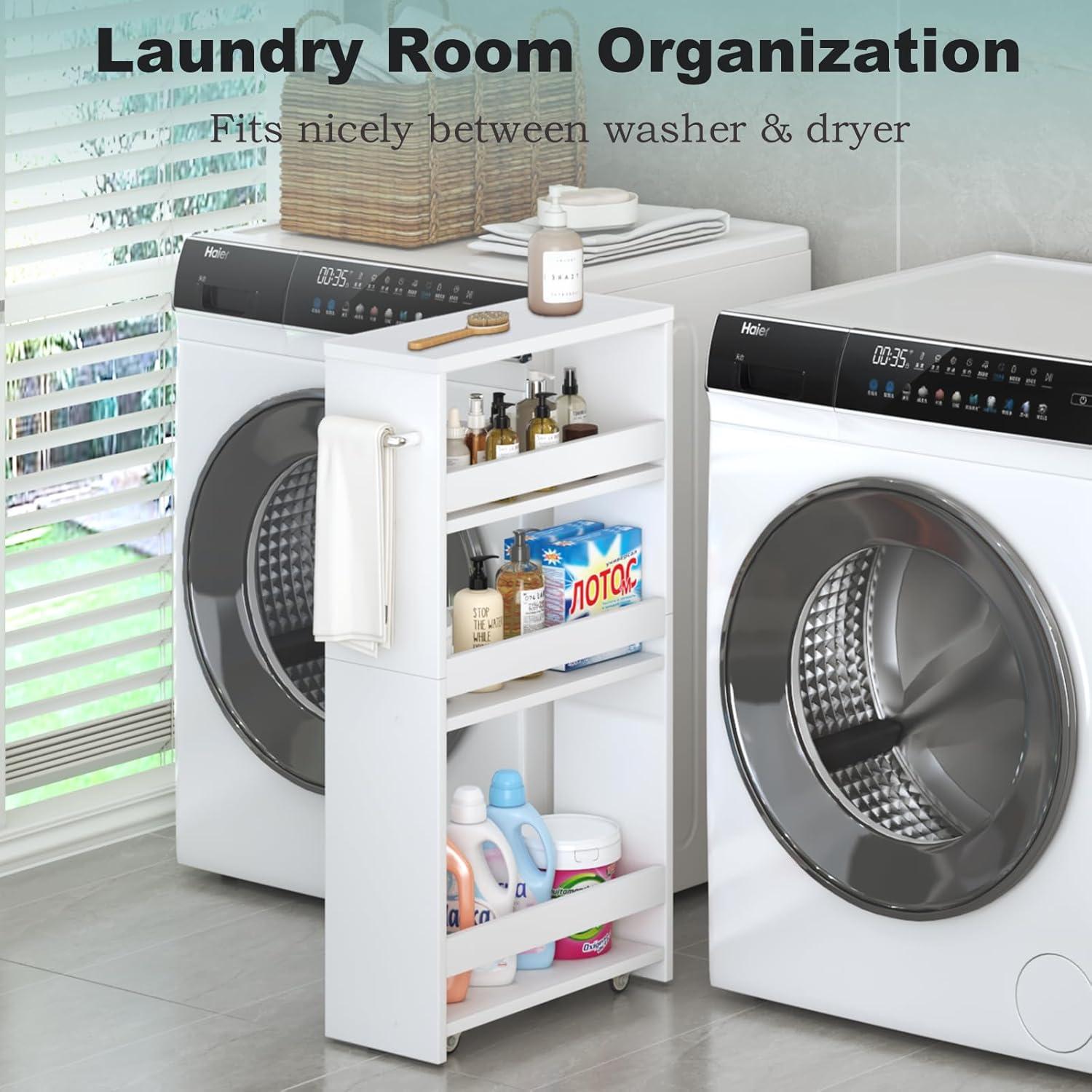 Carro de Almacenamiento Slim MARTY Blanco 4 Niveles 80 cm