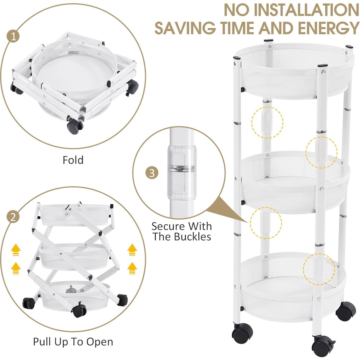 Carro de Almacenamiento Metálico TOOLF 3 Niveles Blanco