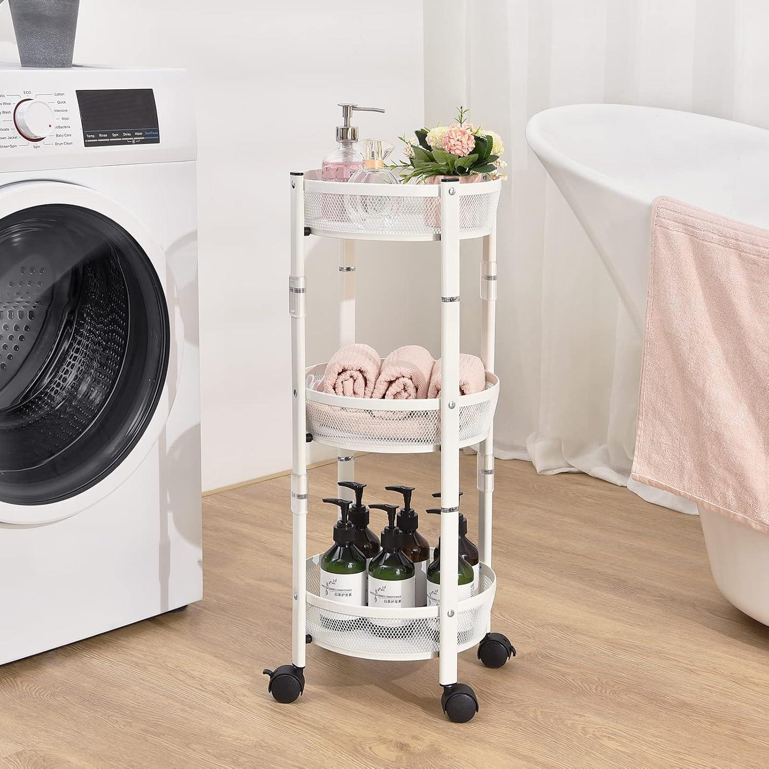 Carro de Almacenamiento Metálico TOOLF 3 Niveles Blanco