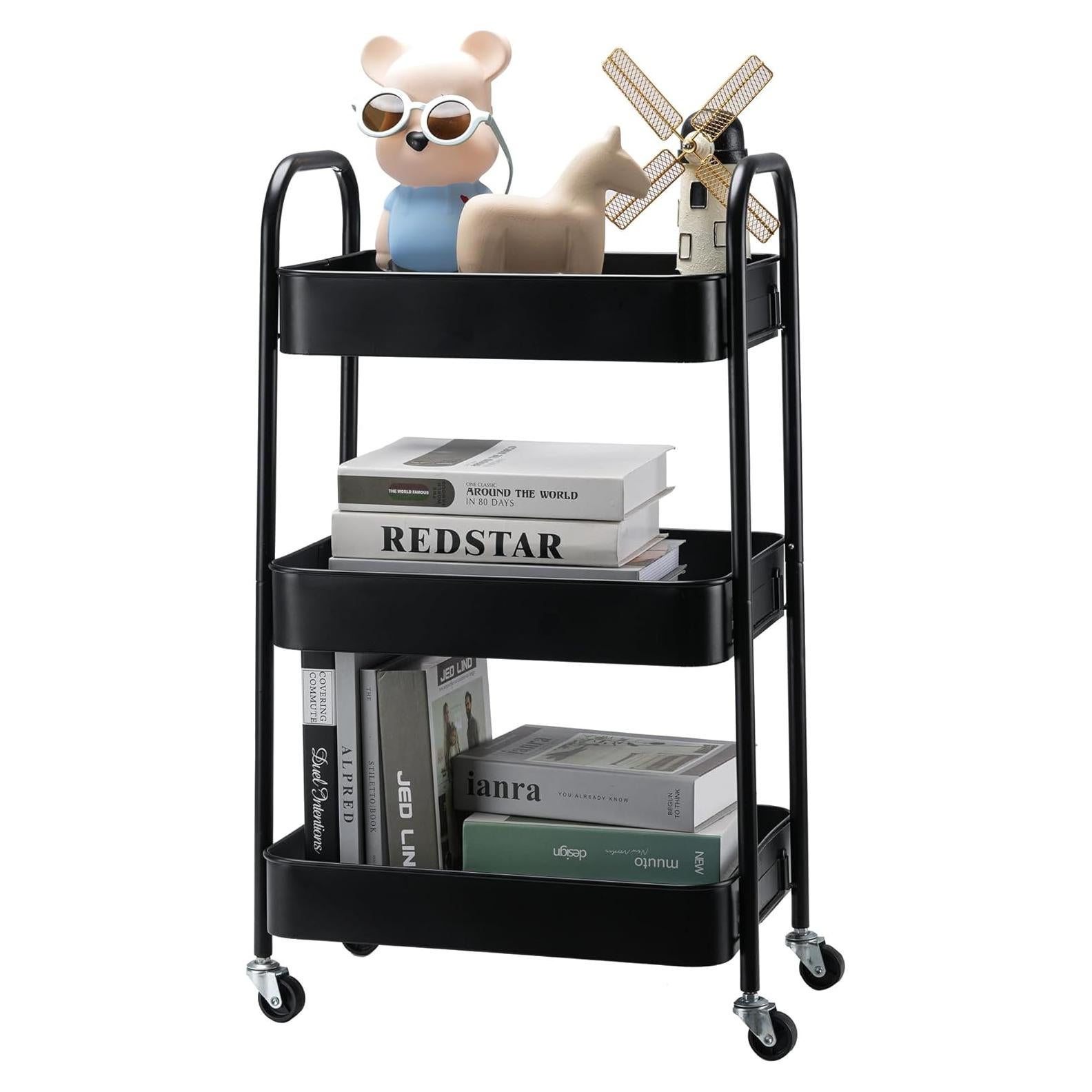 Carro Rodante de 3 Niveles SETTFRFE Metal Negro 22,68 kg