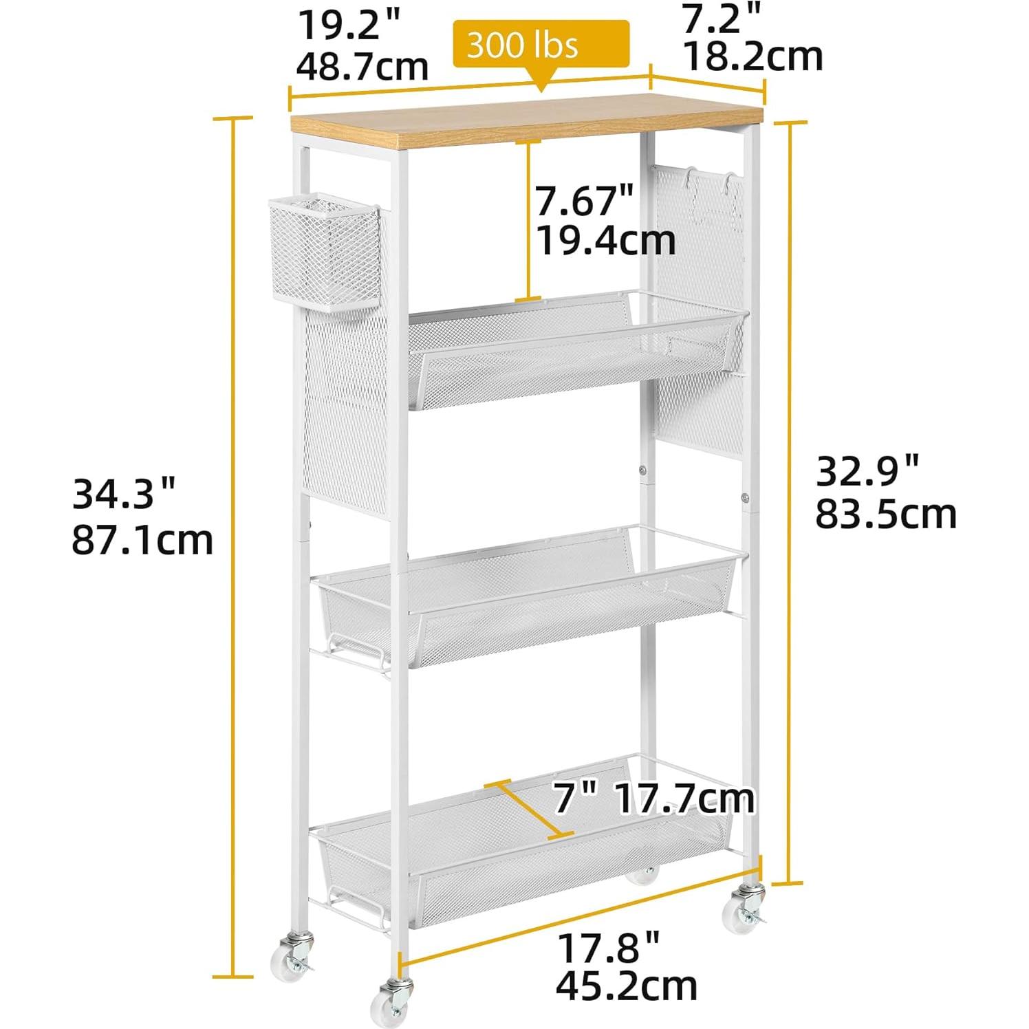 Carro Rodante DWVO 4 Niveles Blanco 89,9 cm Almacenamiento