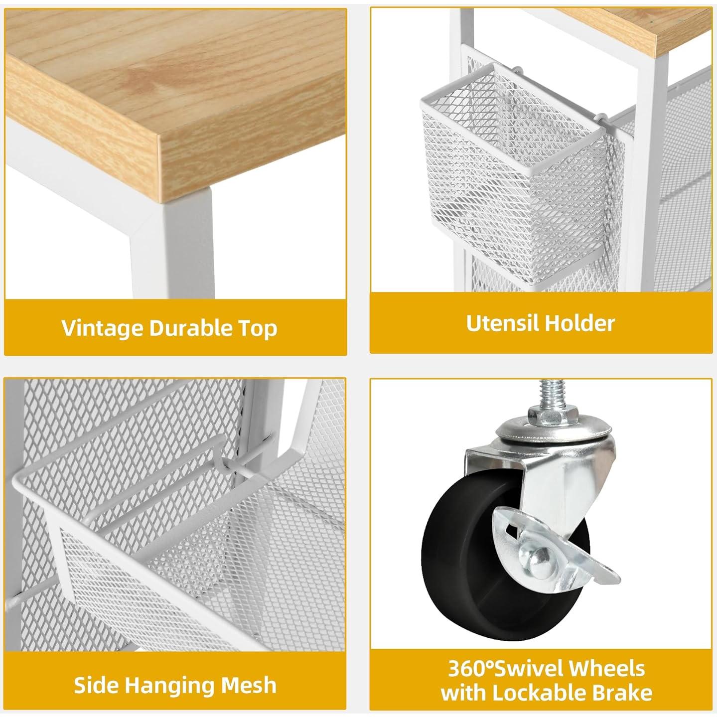 Carro Rodante DWVO 4 Niveles Blanco 89,9 cm Almacenamiento