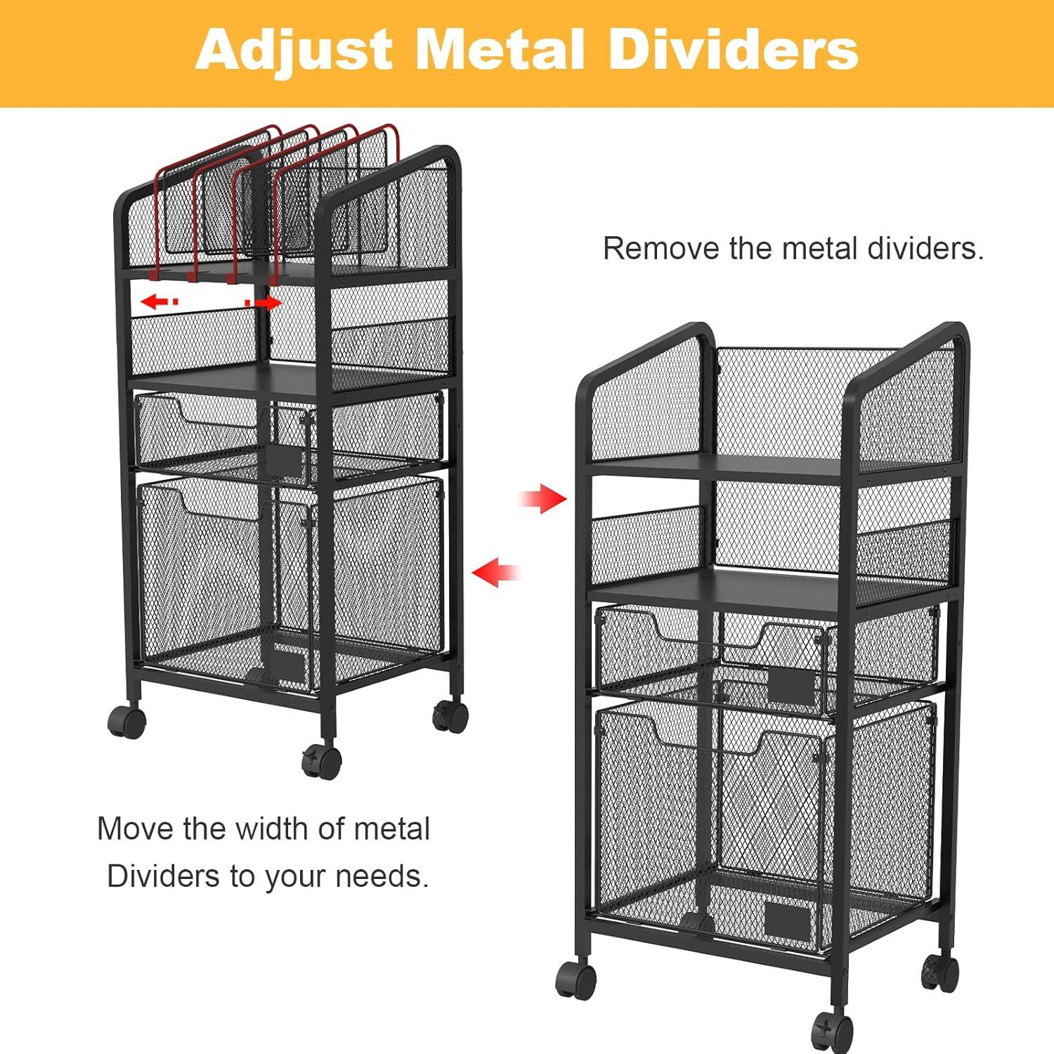 Carro Organizador de Archivos Rodante Yociyoga 4 Niveles Negro