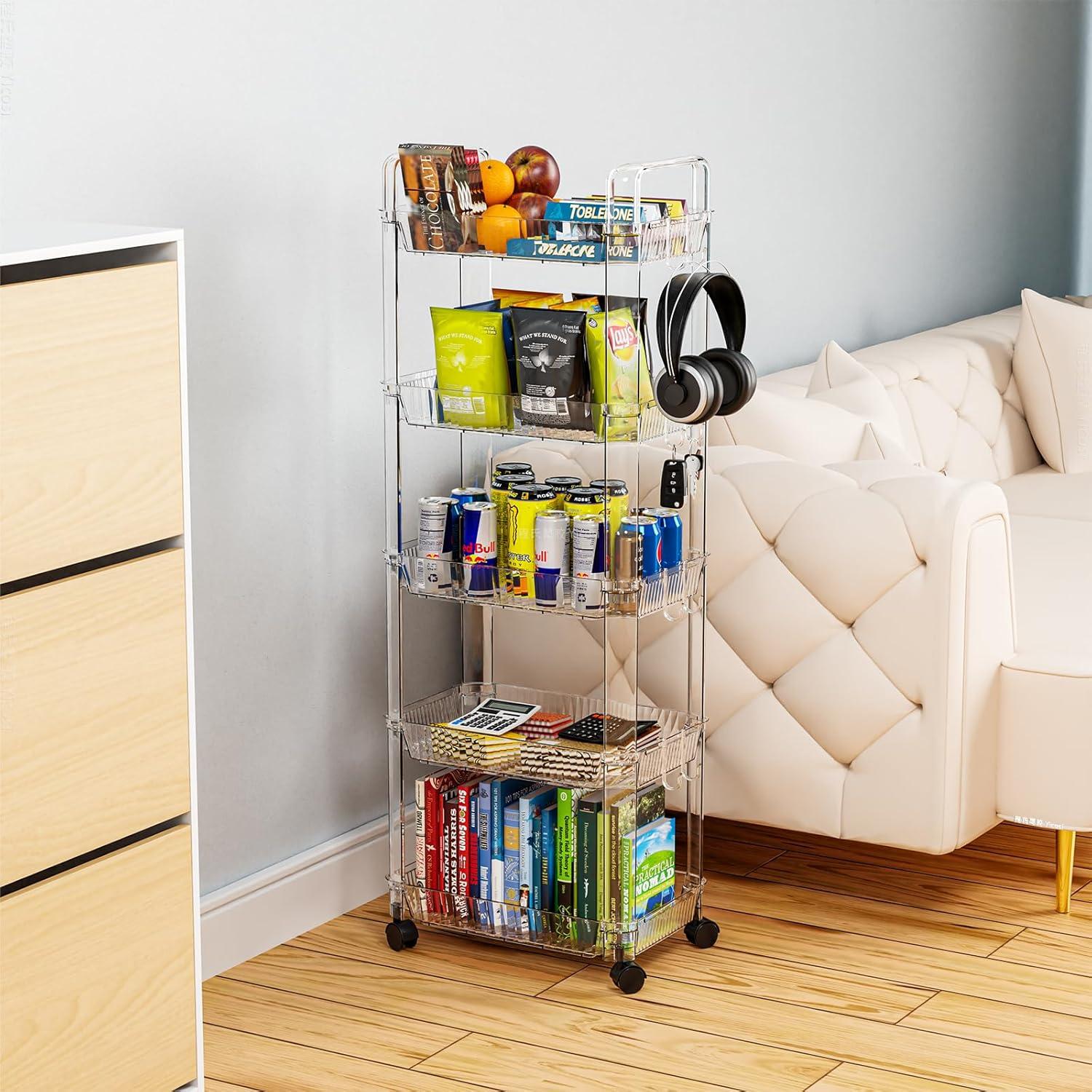 Carro Rodante de 5 Niveles SuoXing Acrílico Transparente