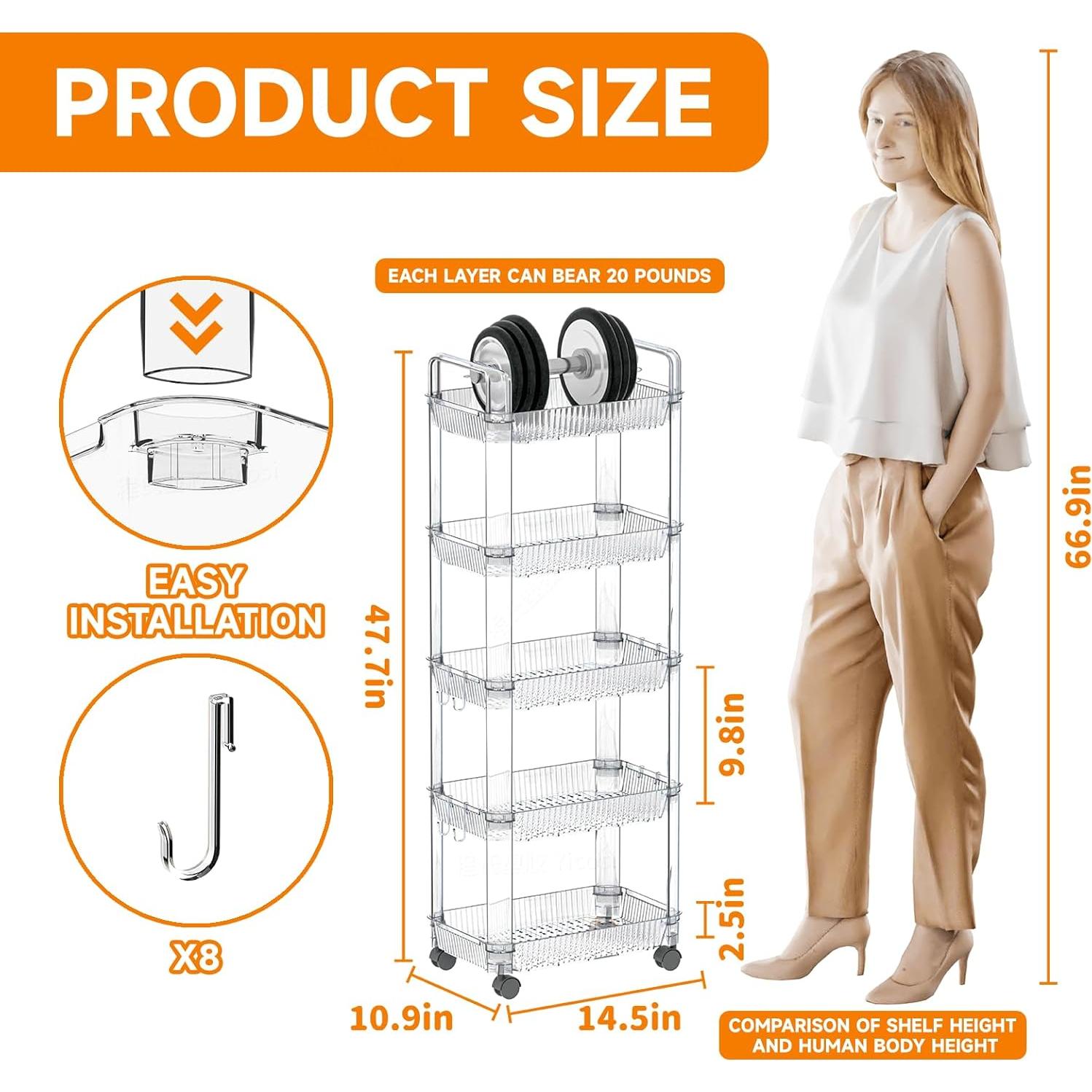 Carro Rodante de 5 Niveles SuoXing Acrílico Transparente