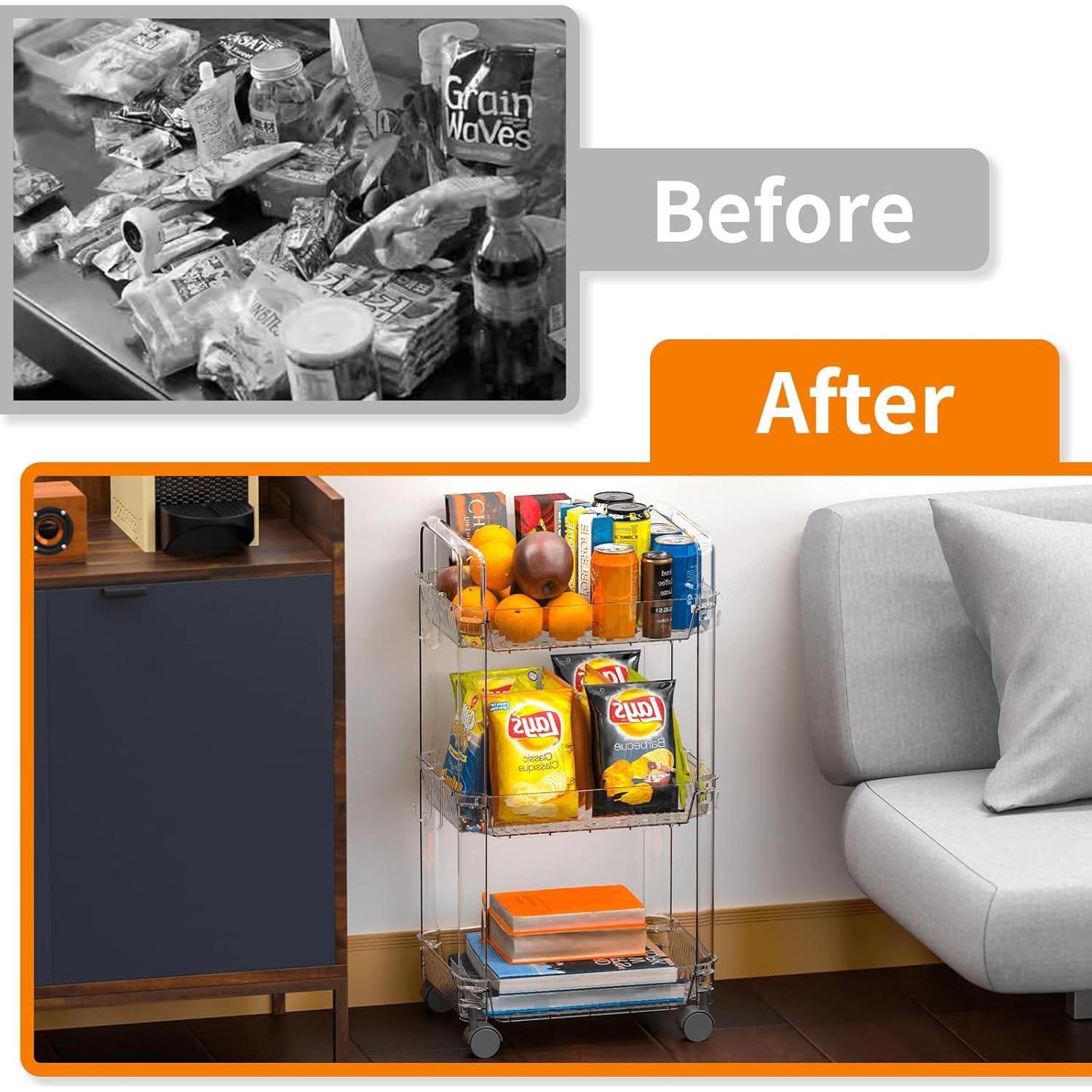 Carro Rodante de 5 Niveles SuoXing Acrílico Transparente