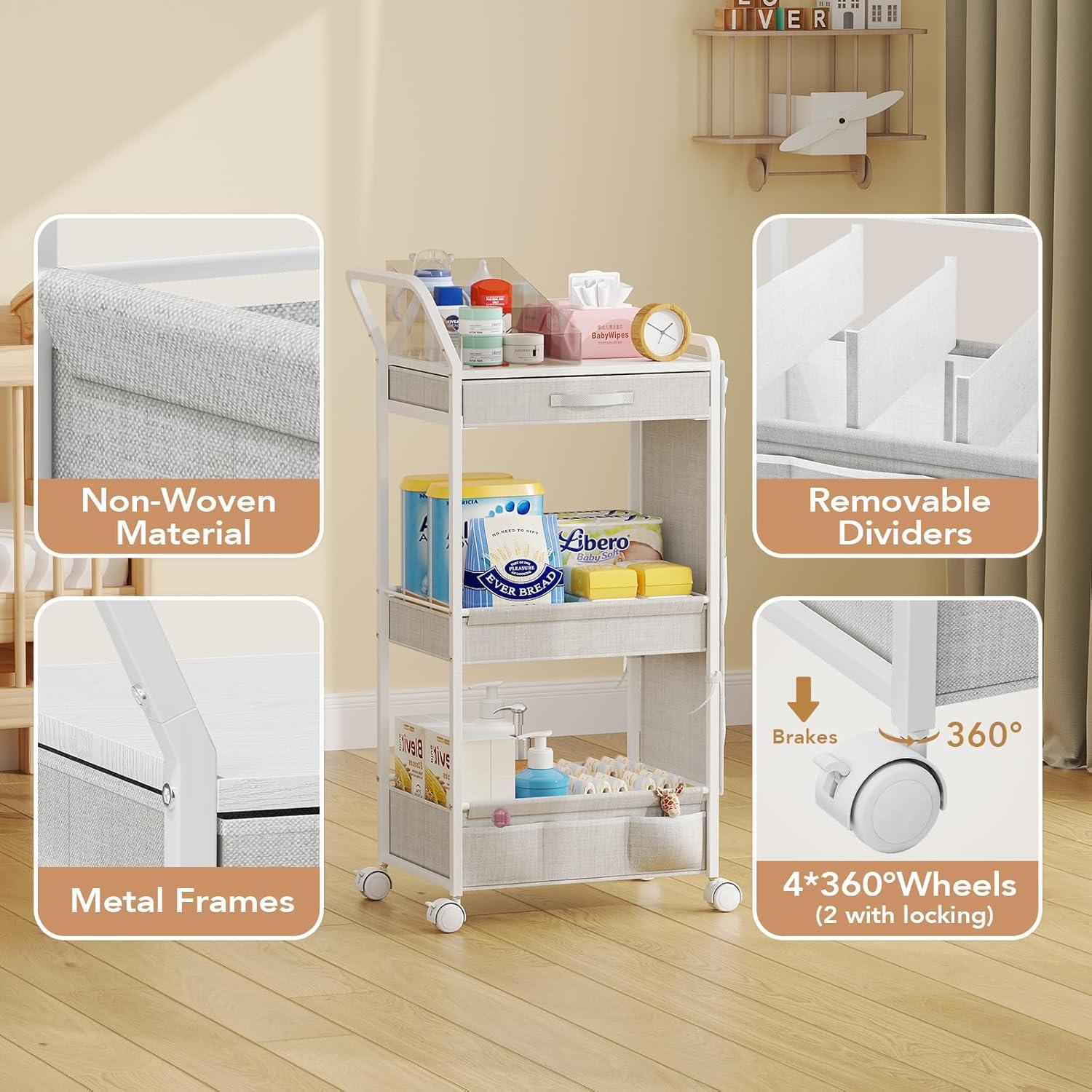 Carrito Organizador de Pañales BBLIKE 3 Niveles Blanco