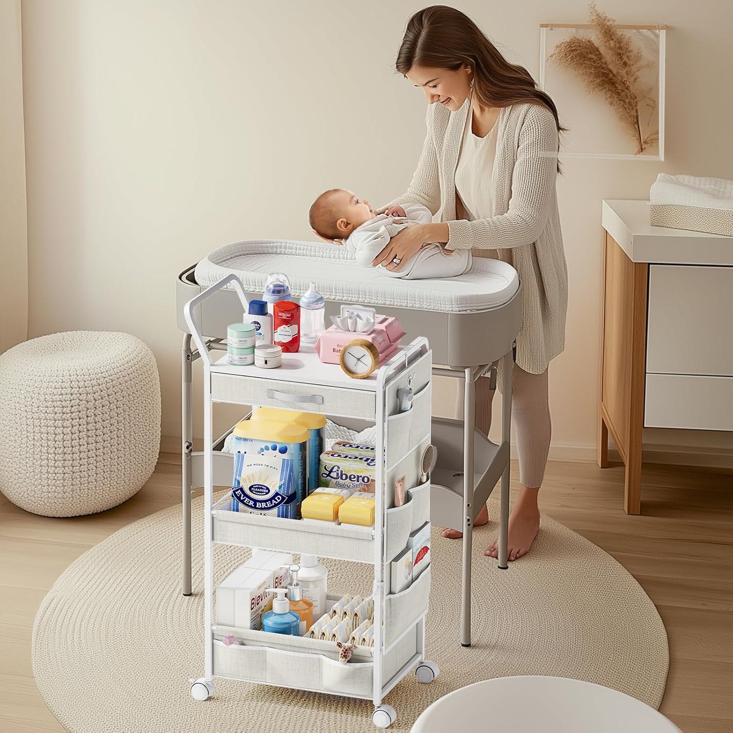 Carrito Organizador de Pañales BBLIKE 3 Niveles Blanco