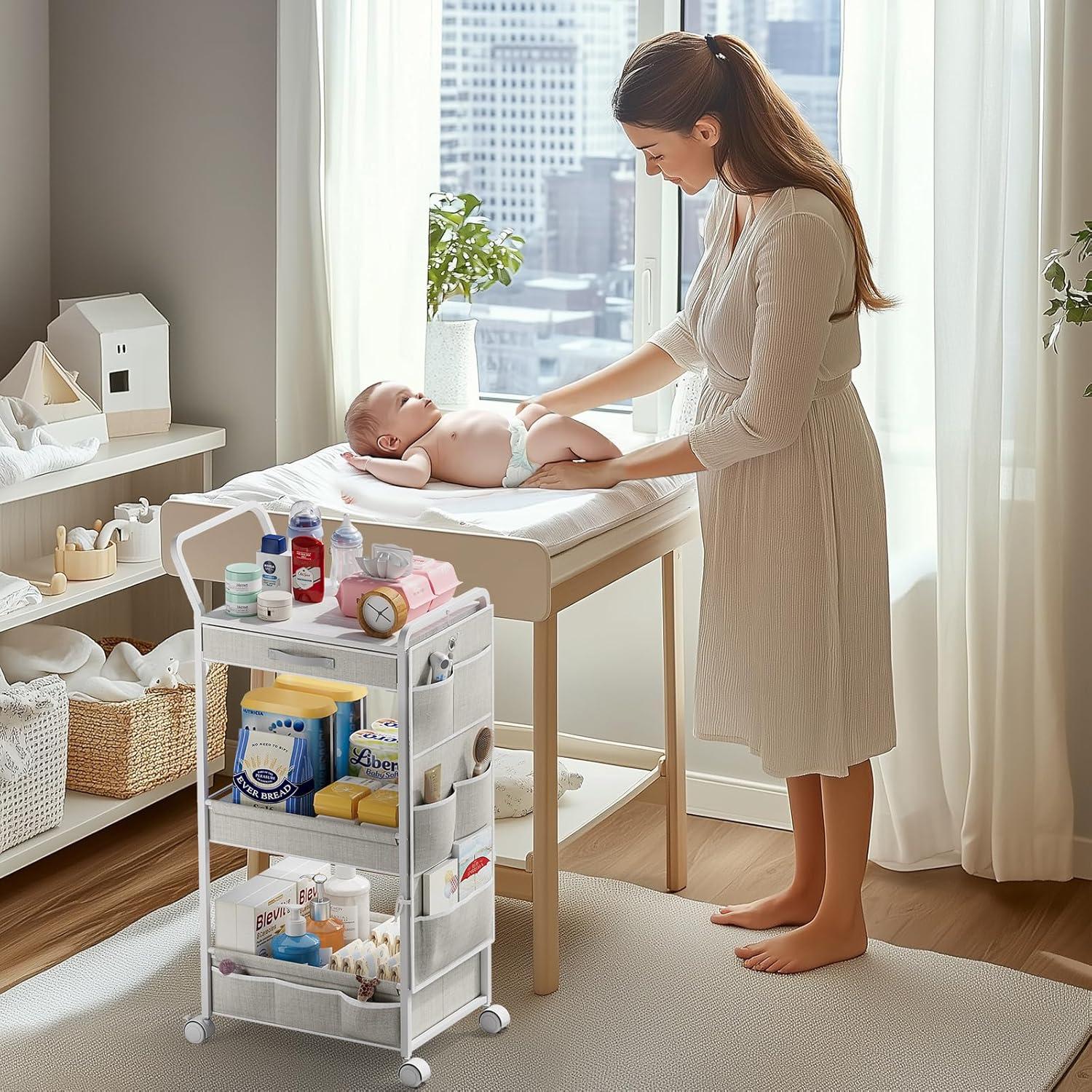 Carrito Organizador de Pañales BBLIKE 3 Niveles Blanco