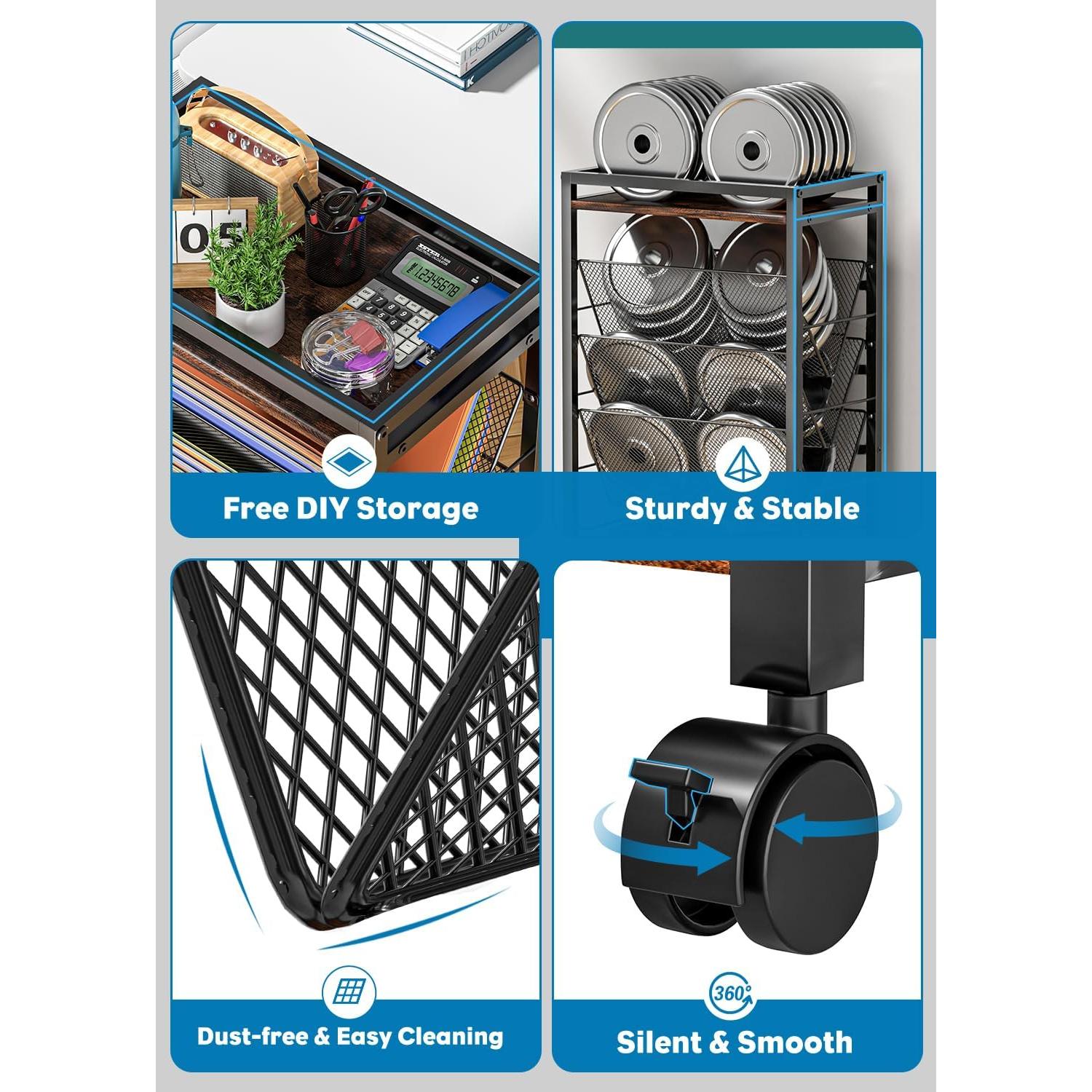 Carro de archivo rodante LIDTOP 8 niveles negro 4.94 kg