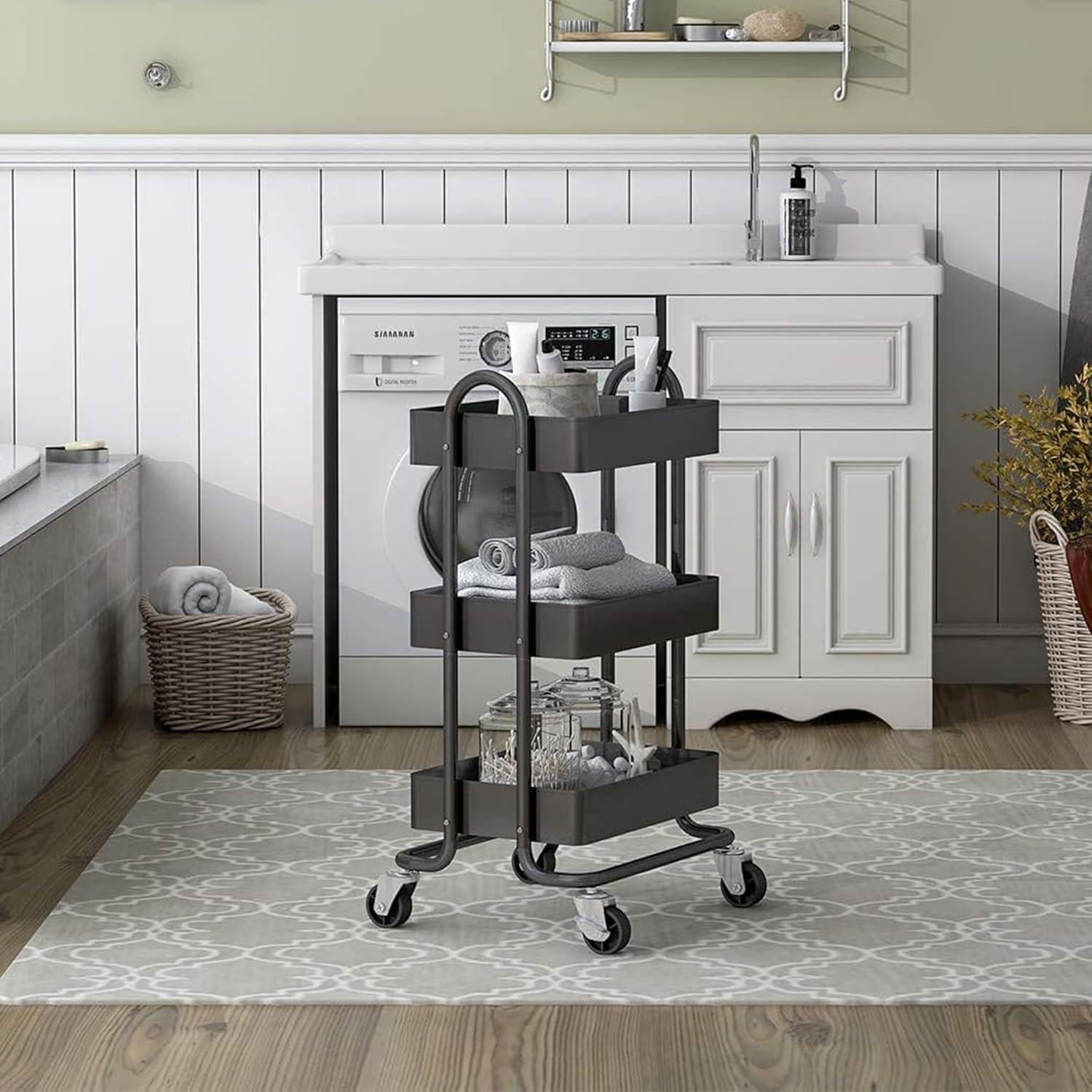 Carro de Almacenamiento Rodante 3 Niveles Elitehouse Gris