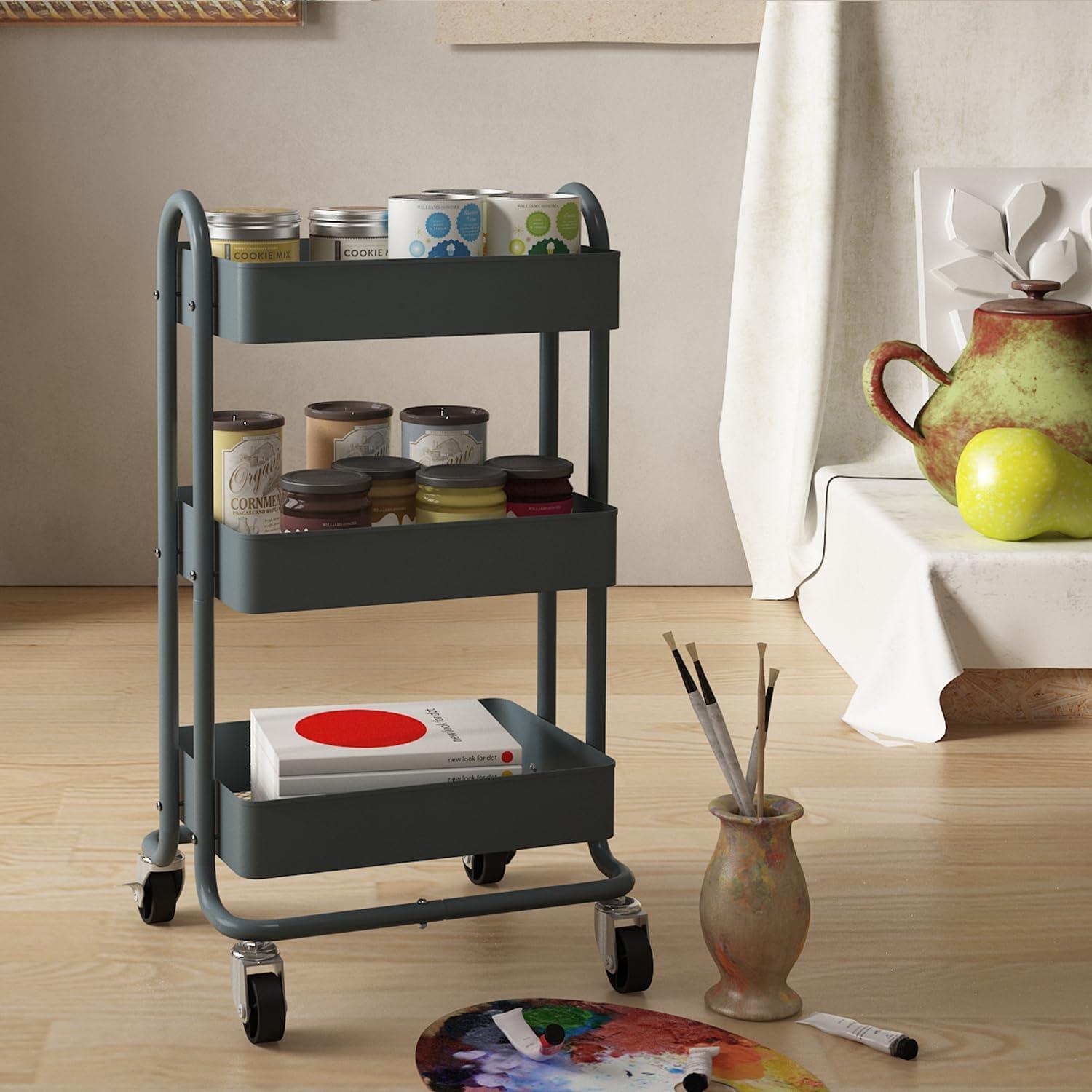 Carro de Almacenamiento Rodante 3 Niveles Elitehouse Gris