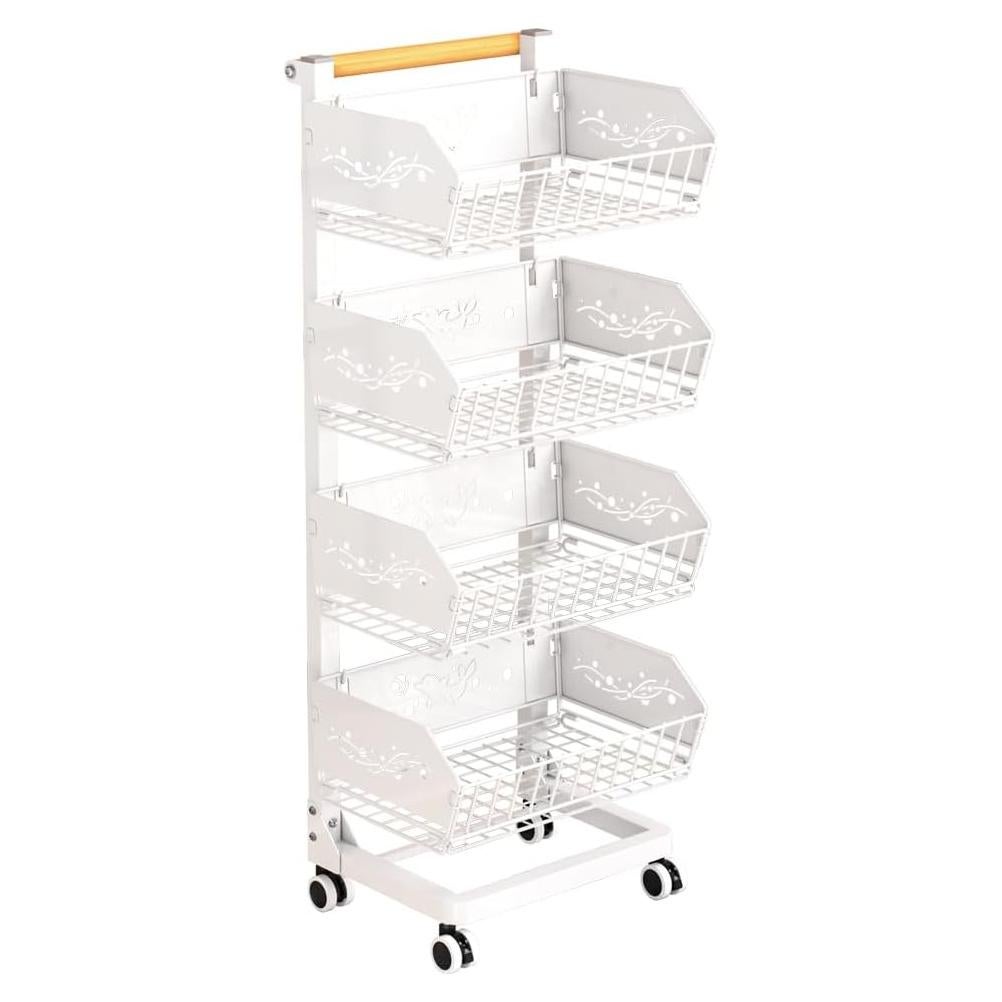 Carrito de Almacenamiento Rodante ANJUBAN 4 Niveles Blanco