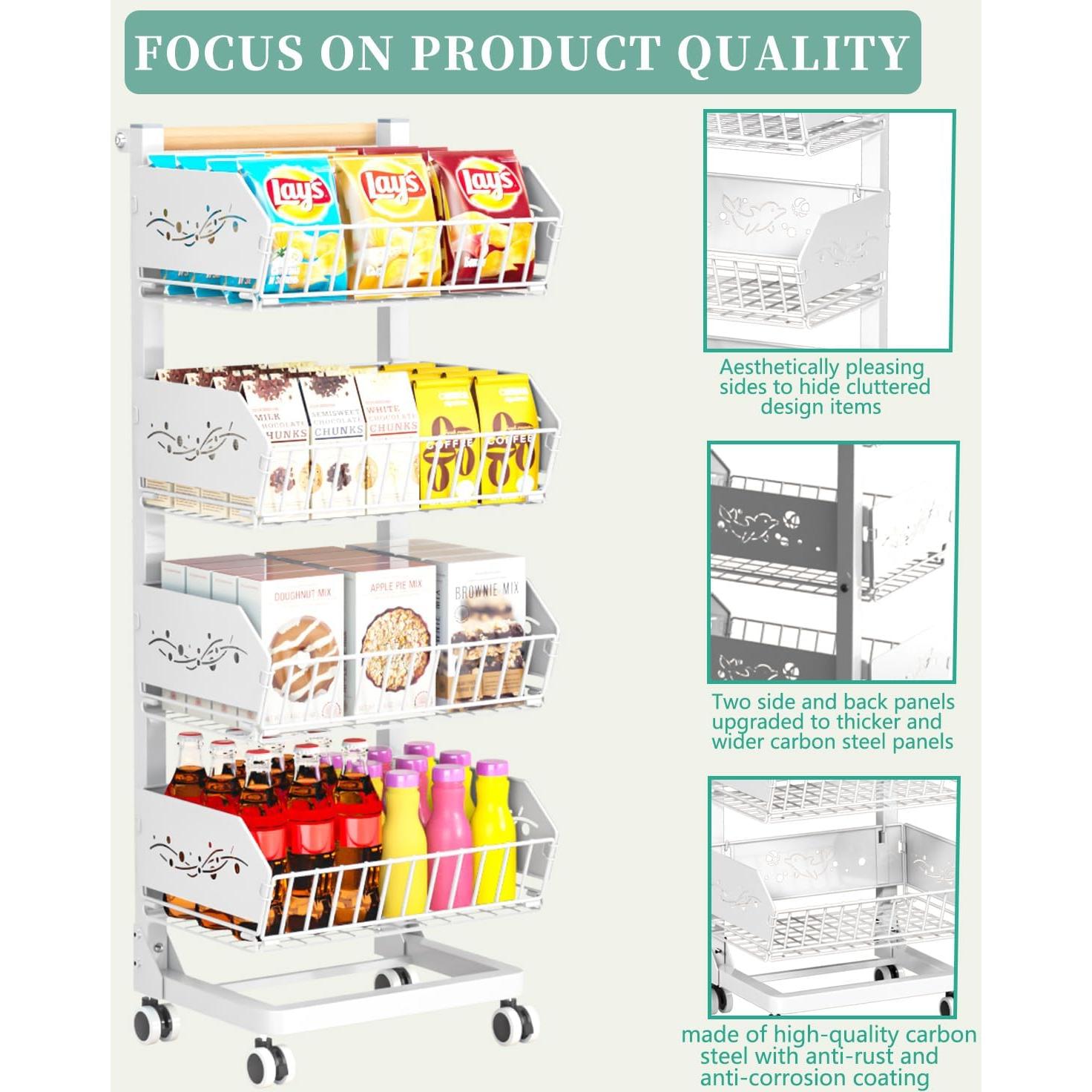 Carrito de Almacenamiento Rodante ANJUBAN 4 Niveles Blanco