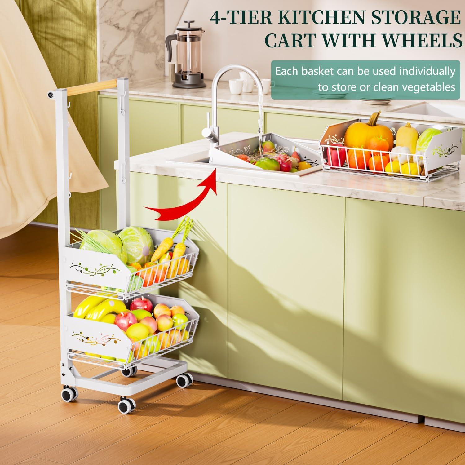 Carrito de Almacenamiento Rodante ANJUBAN 4 Niveles Blanco