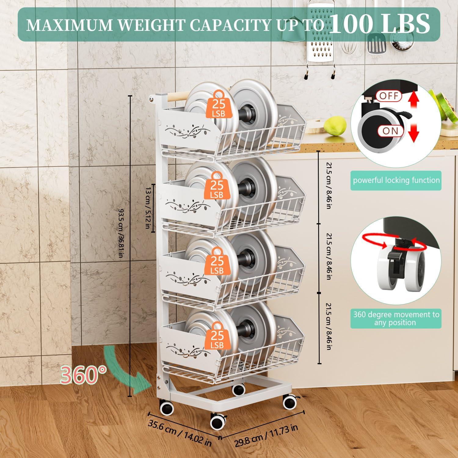 Carrito de Almacenamiento Rodante ANJUBAN 4 Niveles Blanco